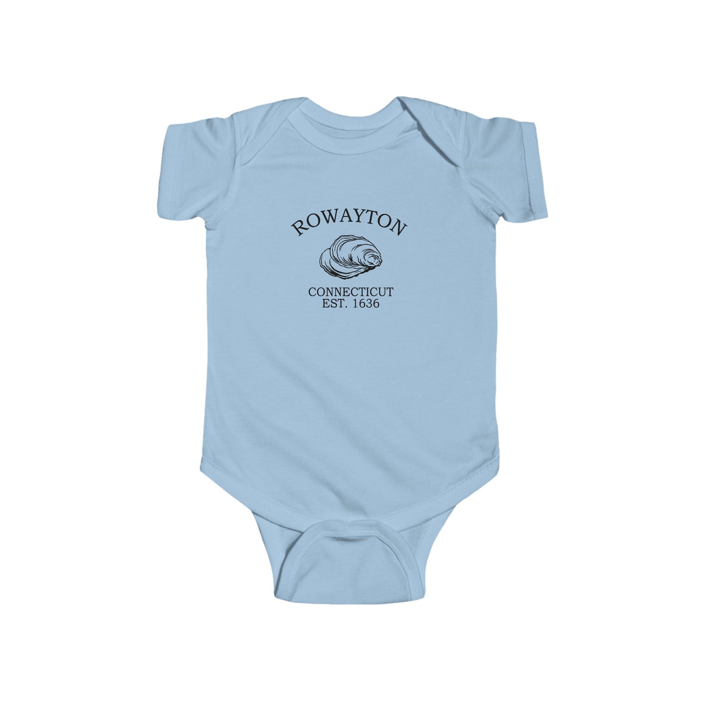 Rowayton Connecticut Vintage Retro Cotton Jersey Baby Bodysuit - Black Logo