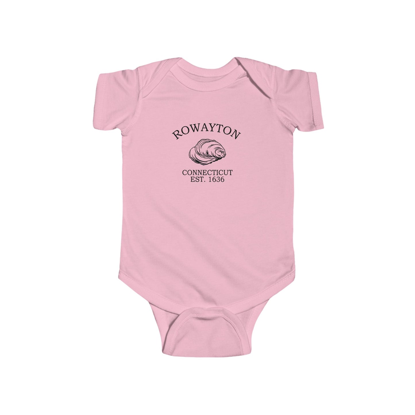 Rowayton Connecticut Vintage Retro Cotton Jersey Baby Bodysuit - Black Logo