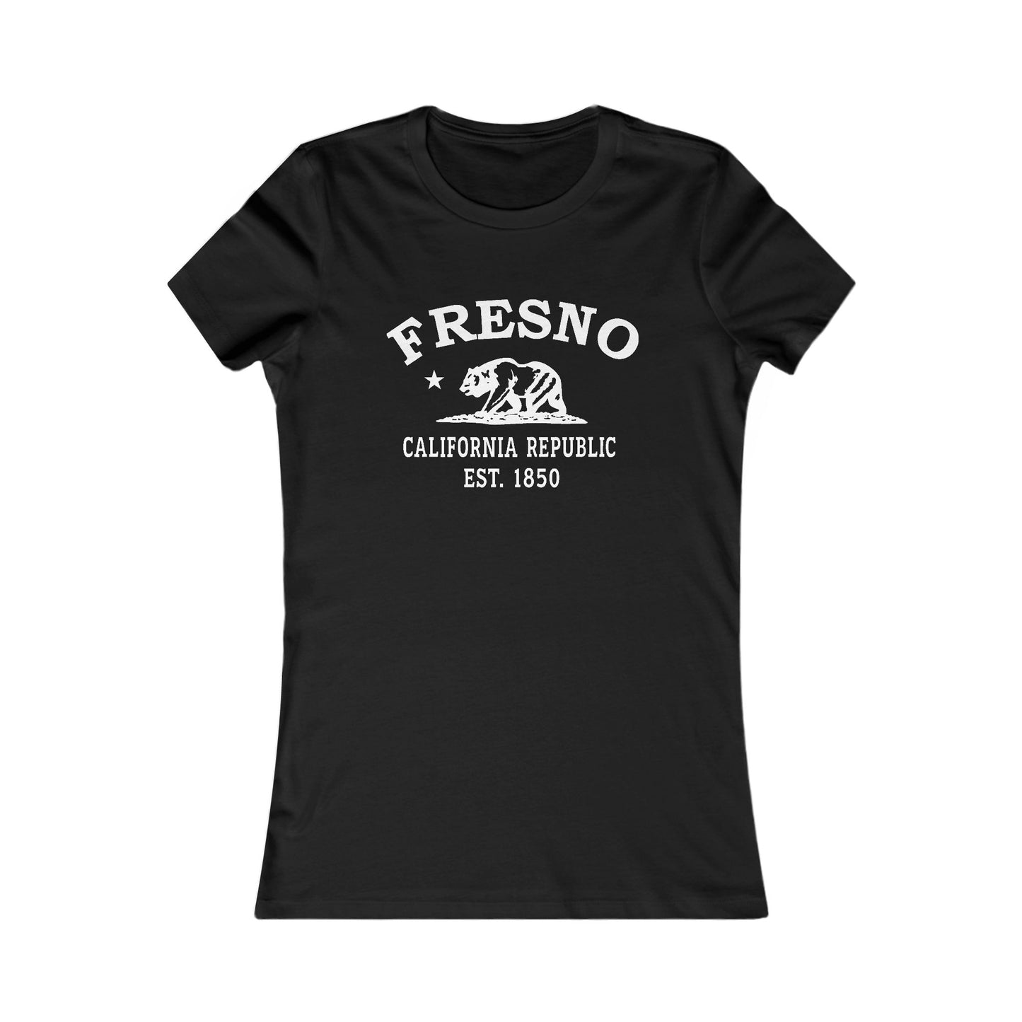 Fresno California Vintage Retro Womens Fitted Ringspun Cotton Tee - White Logo