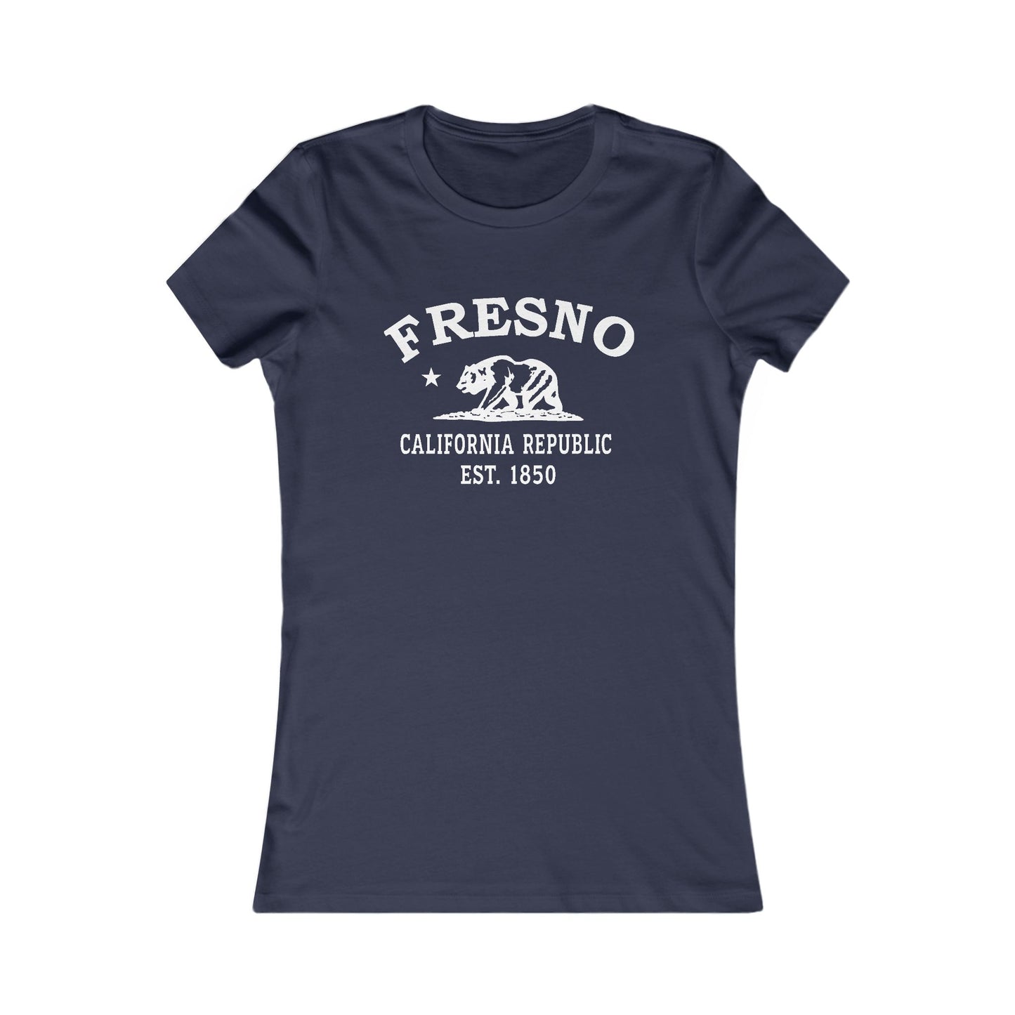 Fresno California Vintage Retro Womens Fitted Ringspun Cotton Tee - White Logo
