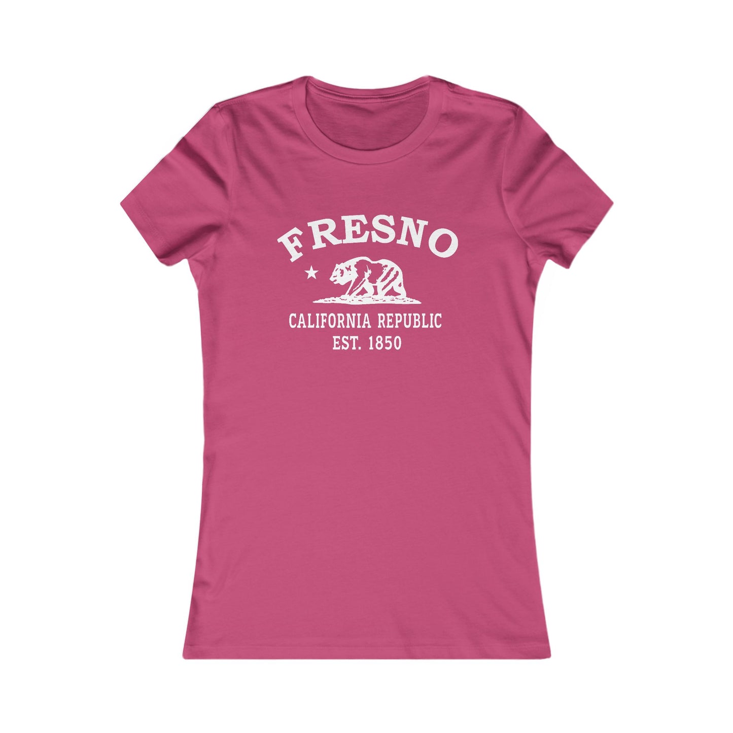 Fresno California Vintage Retro Womens Fitted Ringspun Cotton Tee - White Logo
