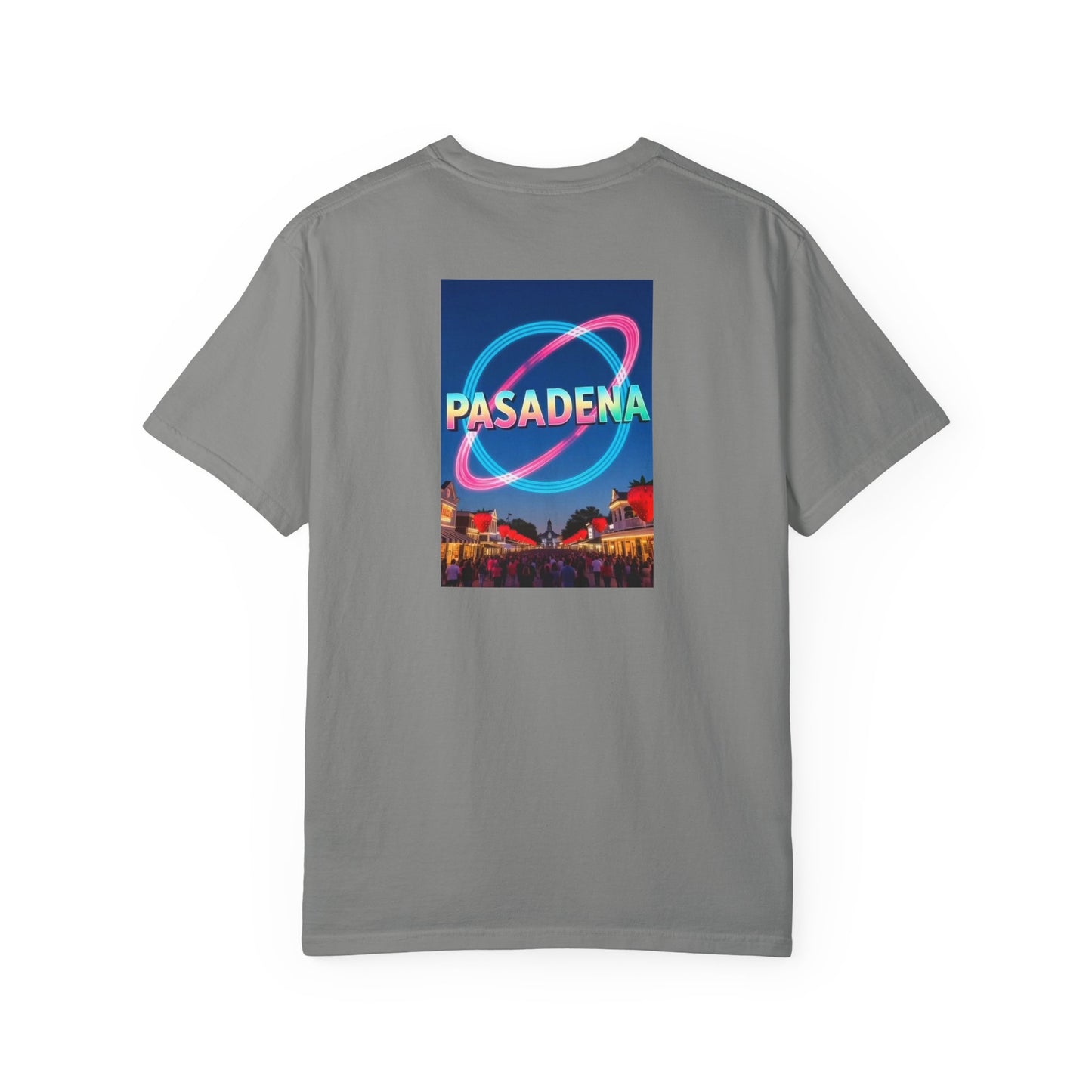 Pasadena Texas Vintage Retro Back Printed Art Series Cotton Tee - Black Logo