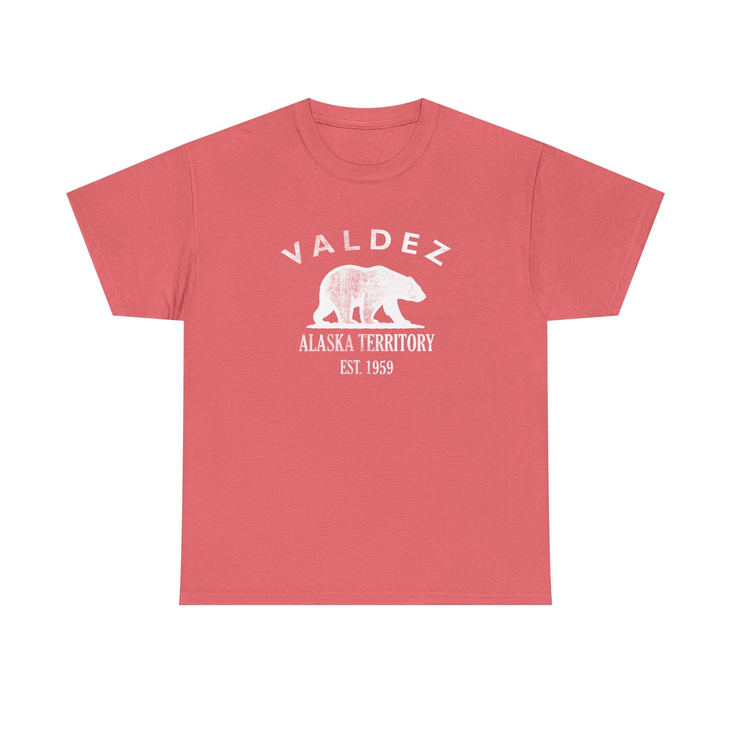Valdez Alaska Vintage Retro Unisex Heavy Cotton Tee - White Logo