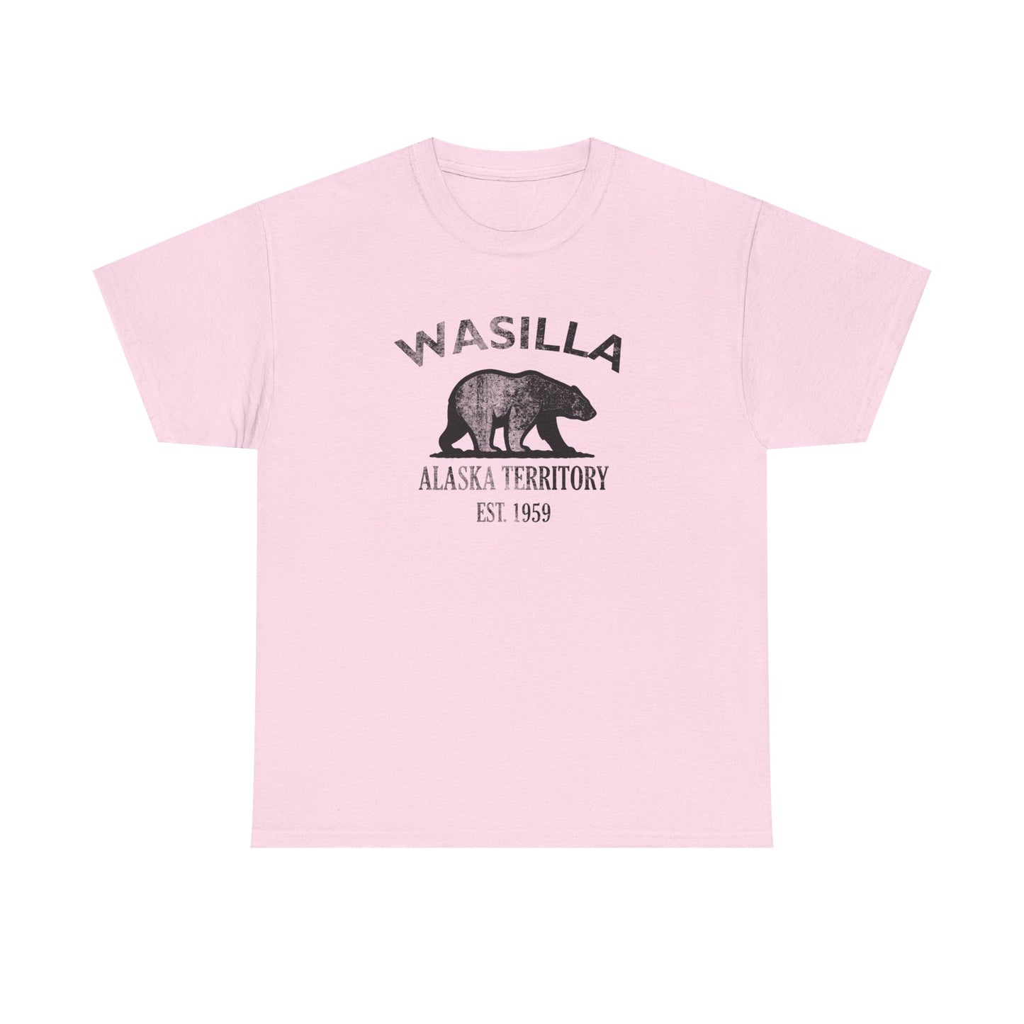 Wasilla Alaska Vintage Retro Unisex Heavy Cotton Tee - Black Logo