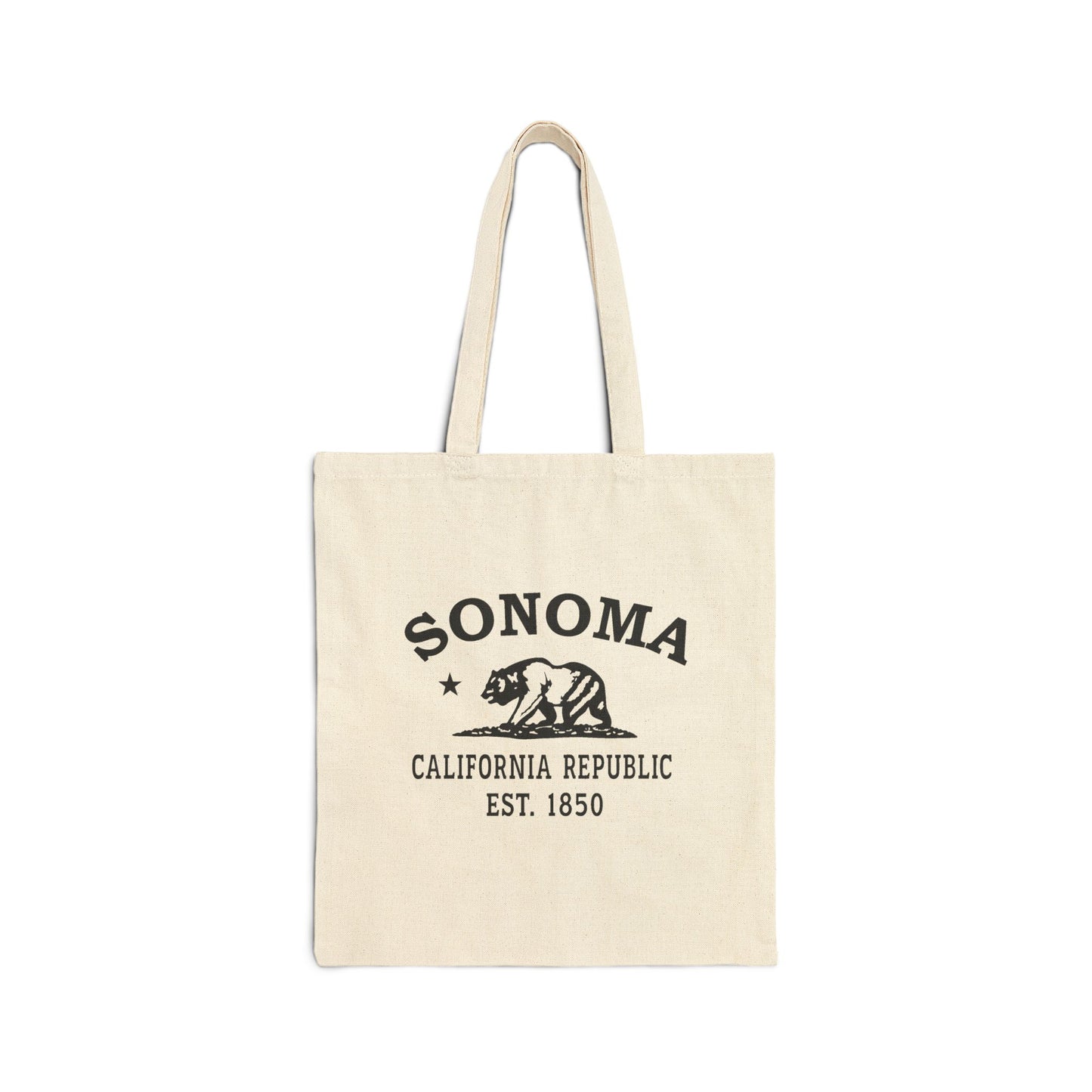 Sonoma California Vintage Retro Cotton Canvas Tote Bag - Black Logo