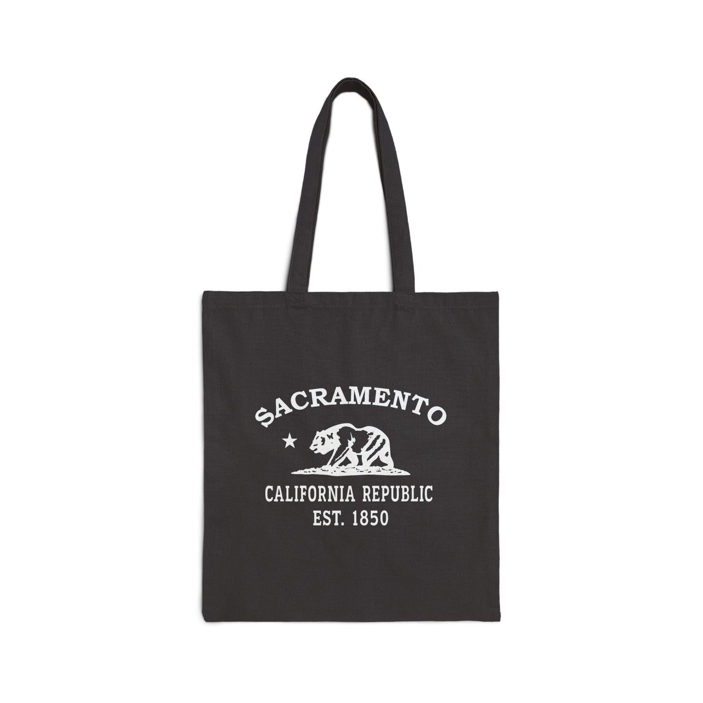Sacramento California Vintage Retro Cotton Canvas Tote Bag - White Logo