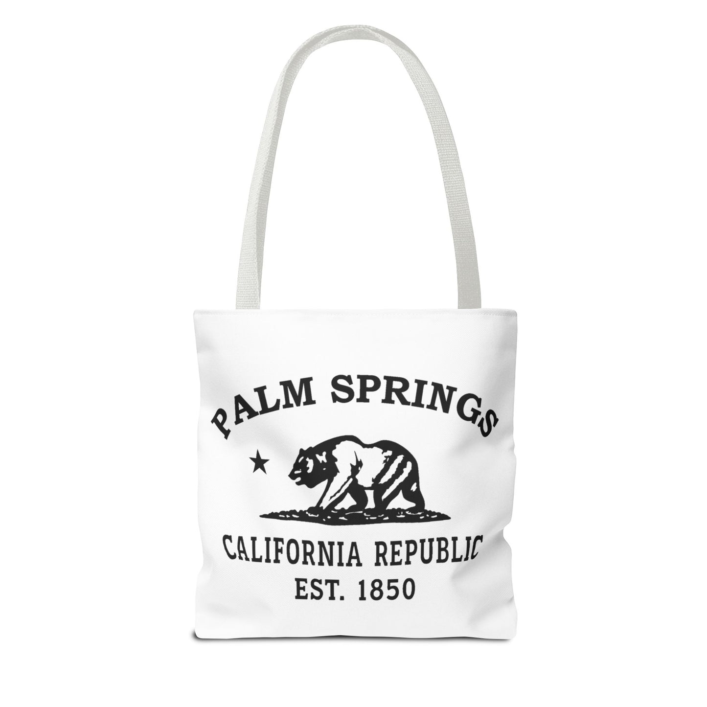 Palm Springs California Vintage Retro Light Canvas Tote - Black Logo