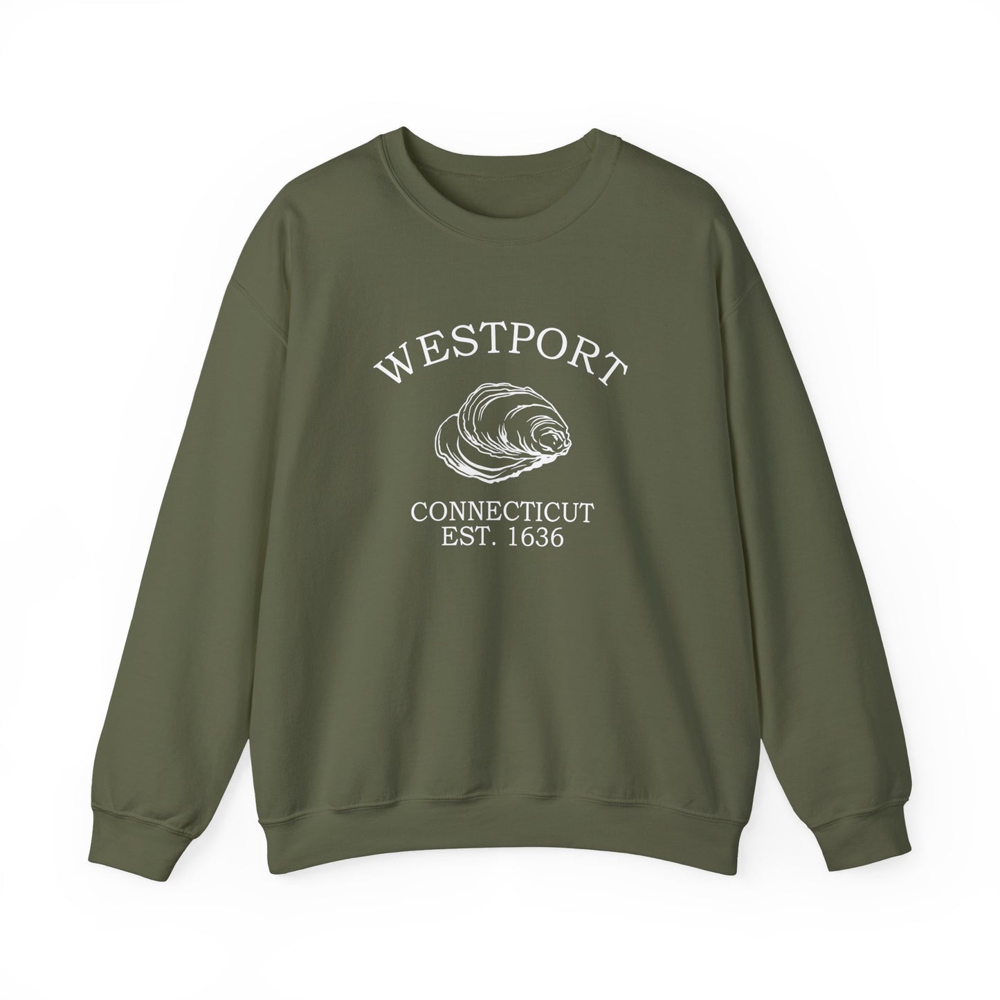 Westport Connecticut Vintage Retro Unisex Heavy Crewneck Sweatshirt - White Logo