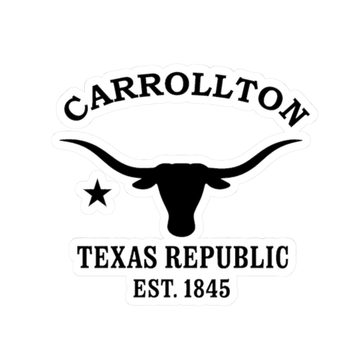 Carrollton Texas Vintage Retro Vinyl Sticker - Black Logo