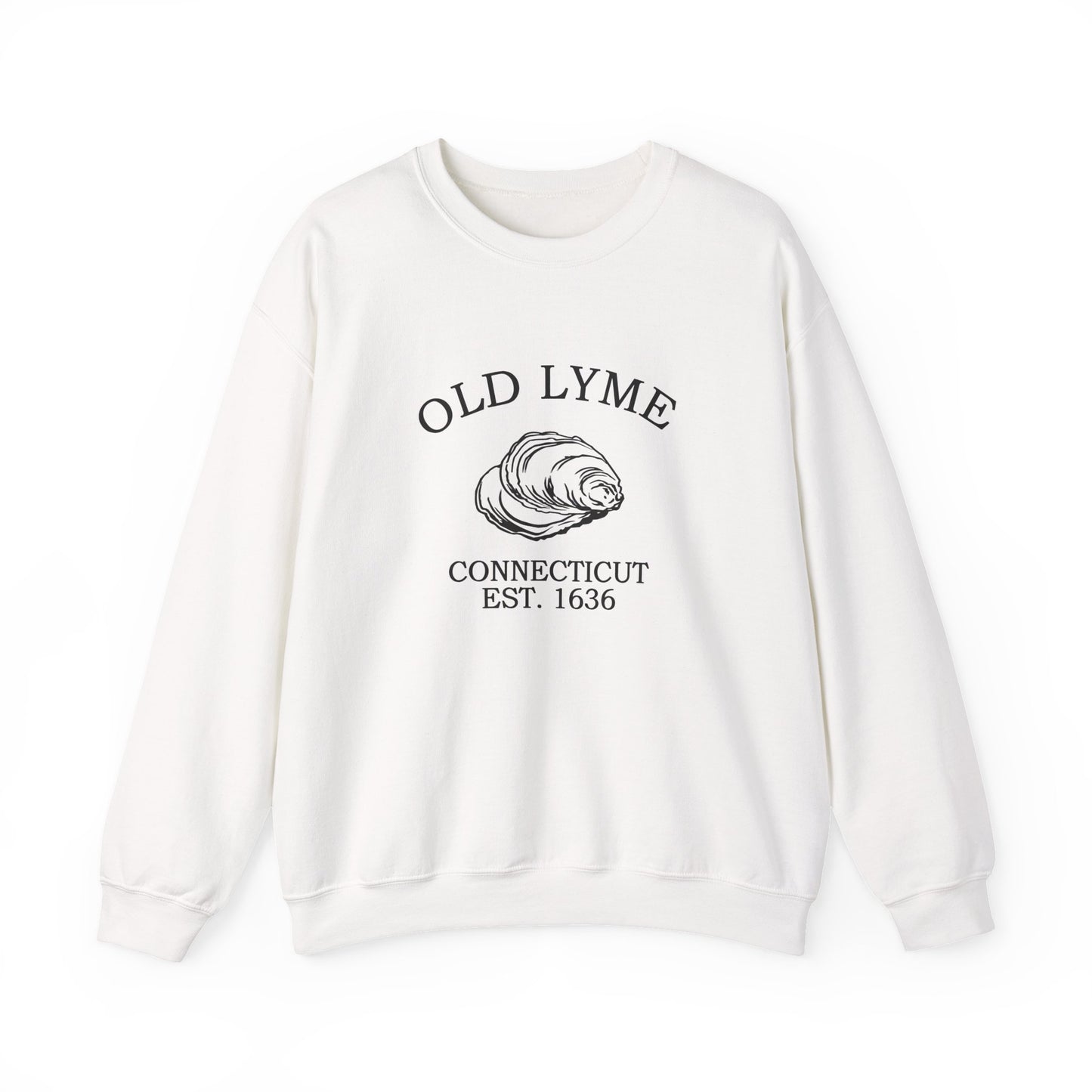 Old Lyme Connecticut Vintage Retro Unisex Heavy Crewneck Sweatshirt - Black Logo