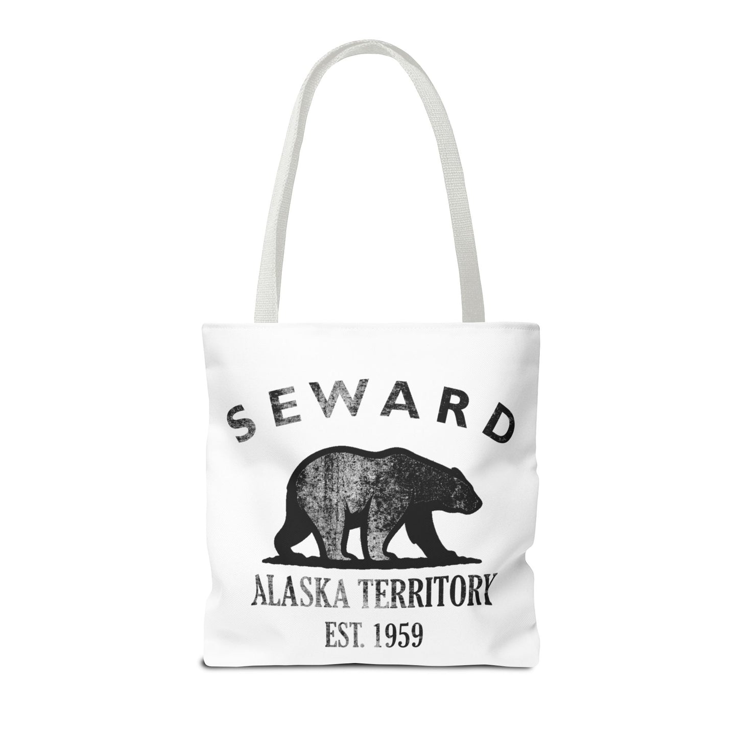Seward Alaska Vintage Retro Light Canvas Tote - Black Logo