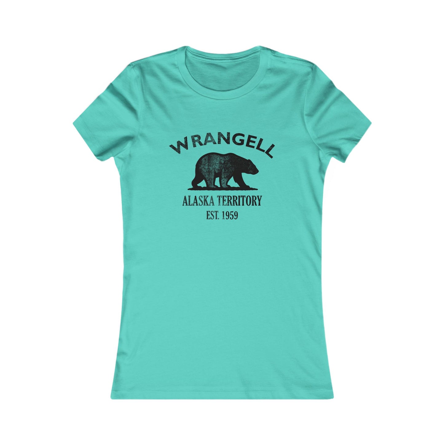 Wrangell Alaska Ringspun Cotten Fitted Vintage Retro Womens Tee - Black Logo