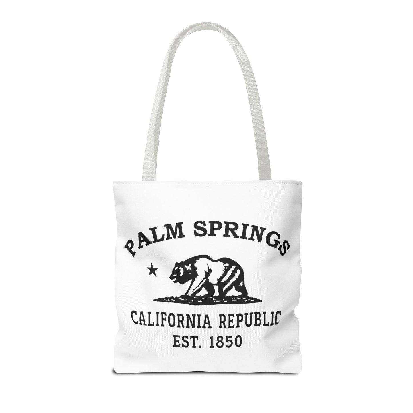 Palm Springs California Vintage Retro Light Canvas Tote - Black Logo