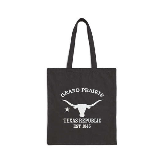 Grand Prairie Texas Vintage Retro Cotton Canvas Tote Bag - White Logo