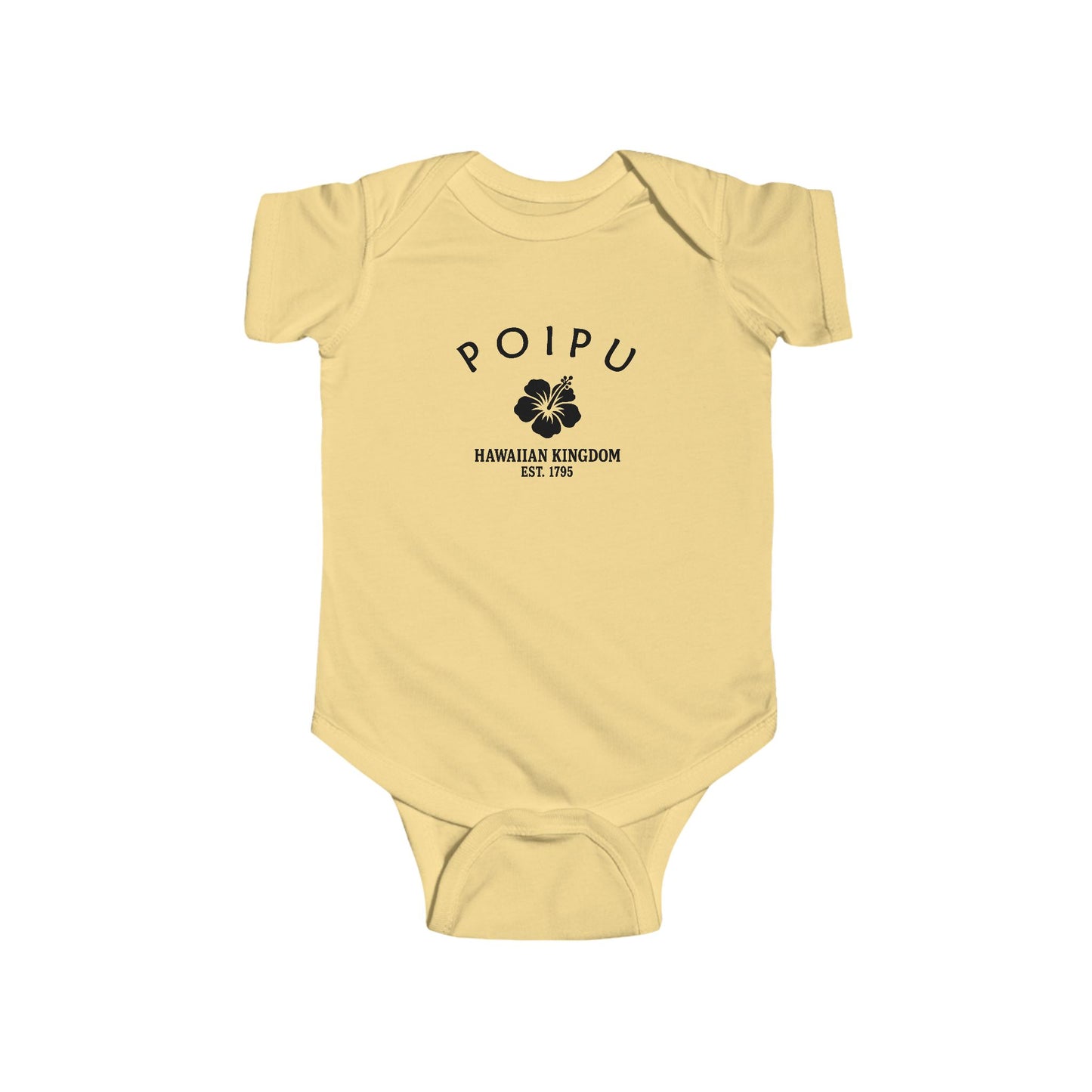 Poipu Hawaii Vintage Retro Cotton Jersey Baby Bodysuit - Black Logo