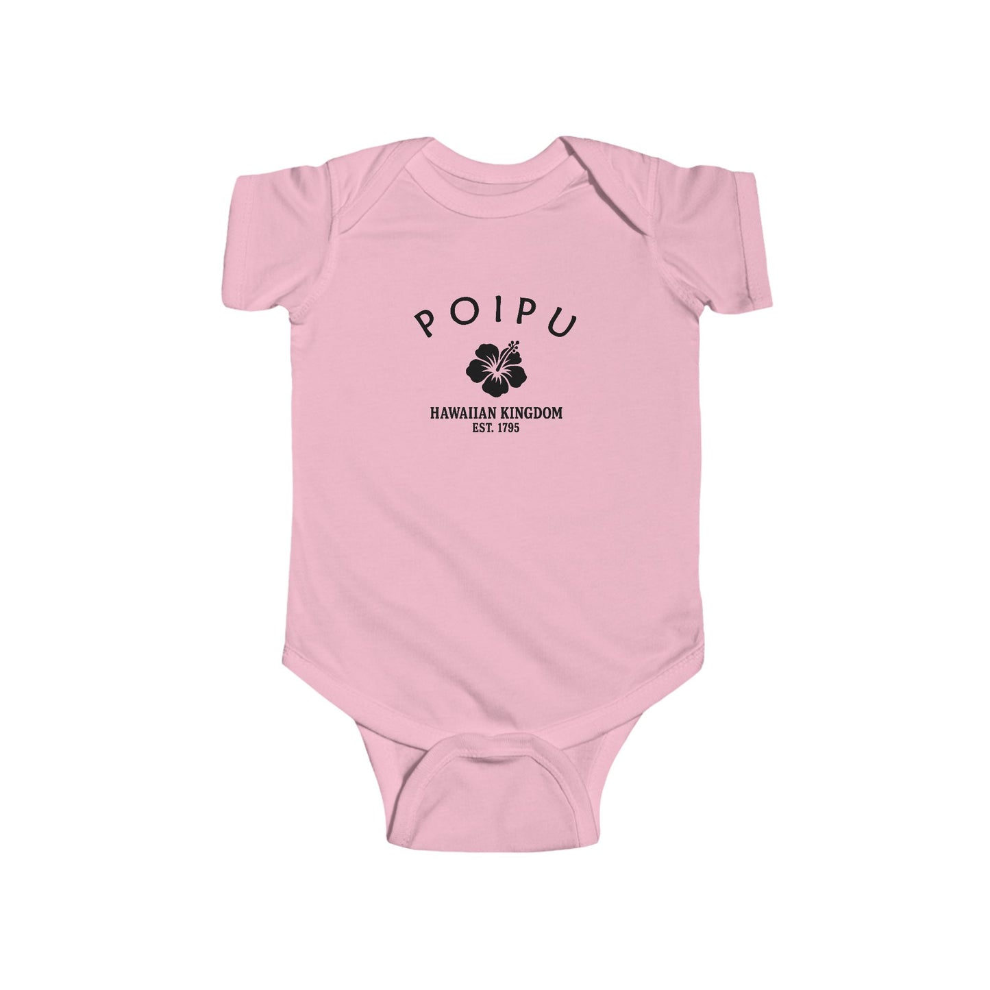 Poipu Hawaii Vintage Retro Cotton Jersey Baby Bodysuit - Black Logo
