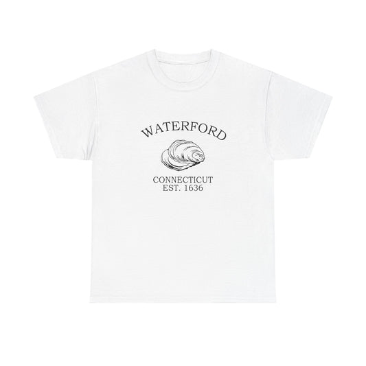 Waterford Connecticut Vintage Retro Unisex Heavy Cotton Tee - Black Logo