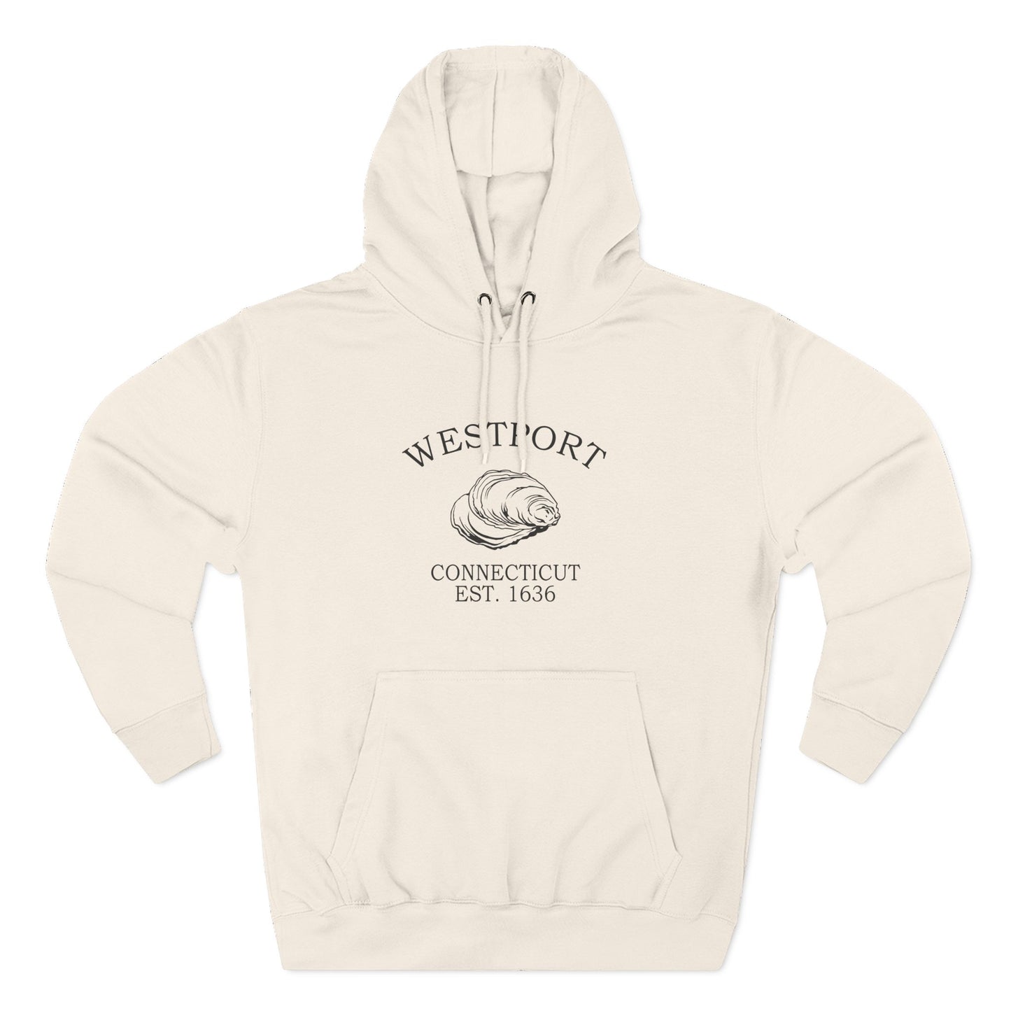 Westport Connecticut Vintage Retro Unisex Heavy Cotton Hoodie - Black Logo