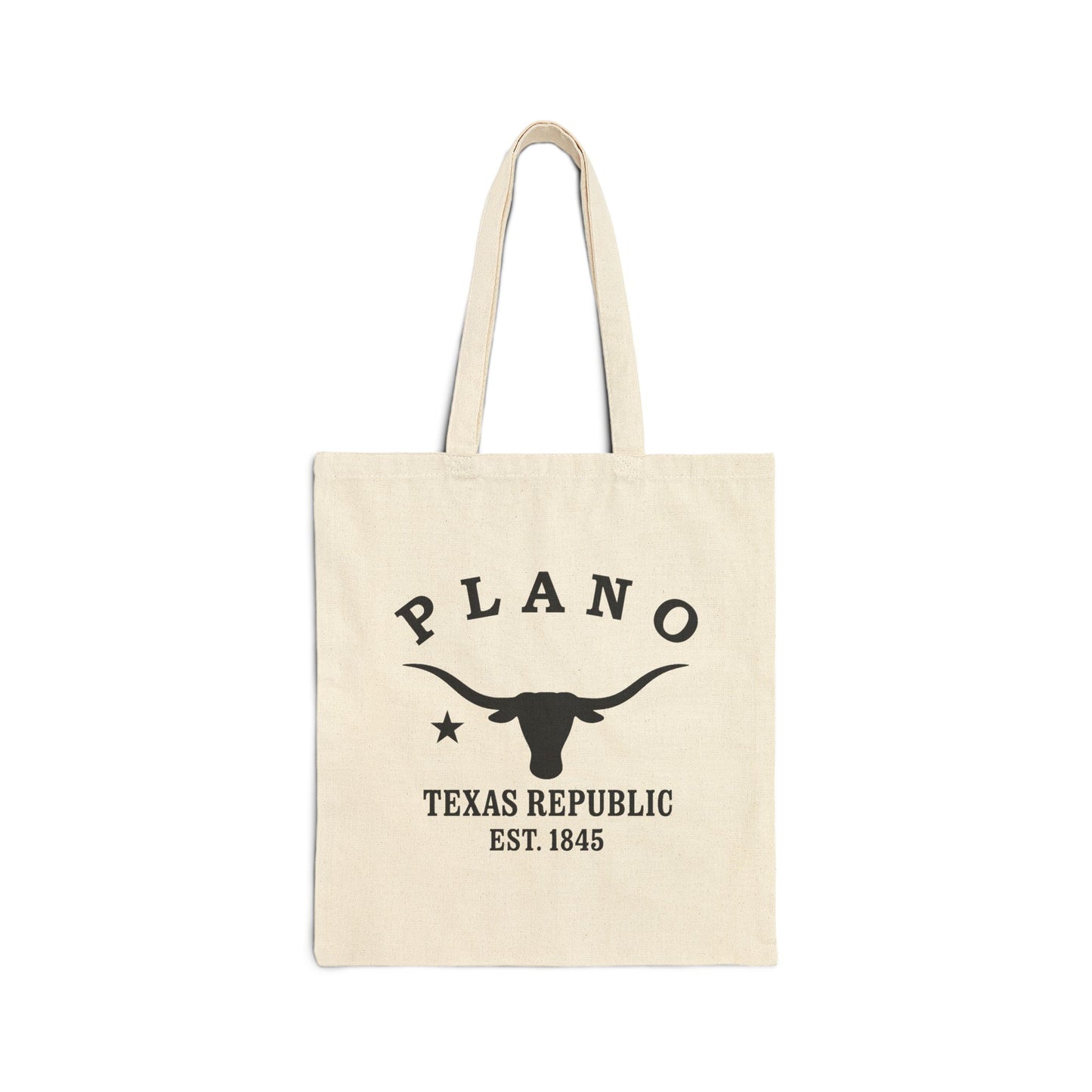 Plano Texas Vintage Retro Cotton Canvas Tote Bag - Black Logo