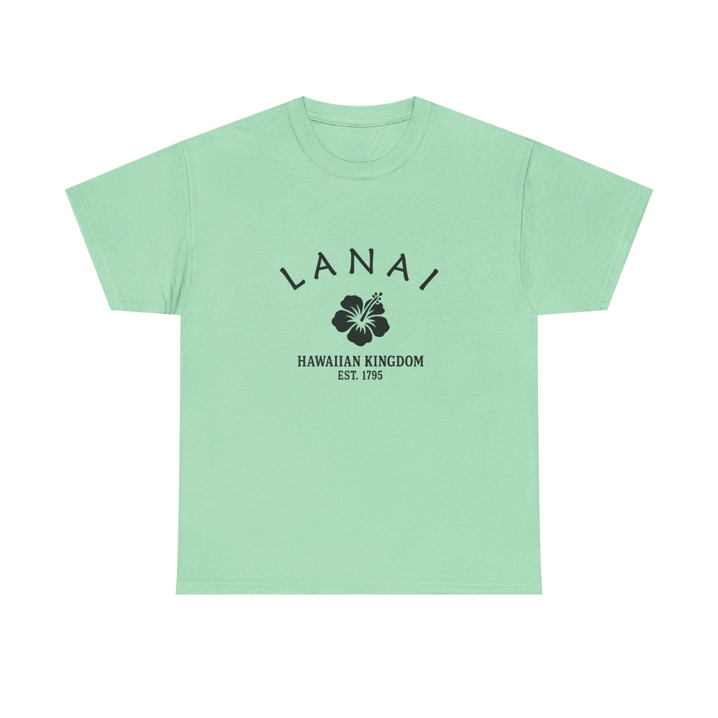 Lanai Hawaii Vintage Retro Unisex Heavy Cotton Tee - Black Logo