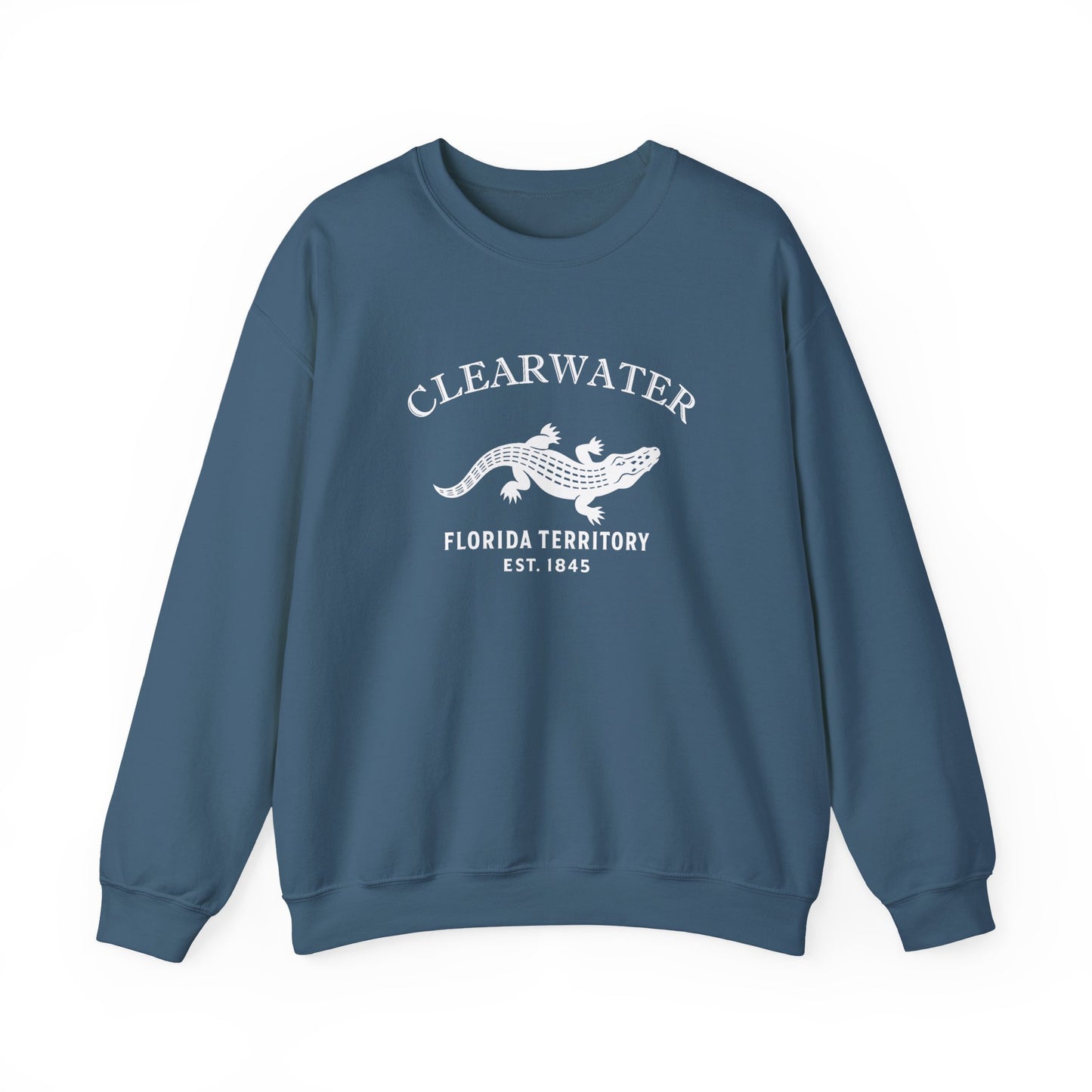 Clearwater Florida Vintage Retro Unisex Heavy Crewneck Sweatshirt - White Logo
