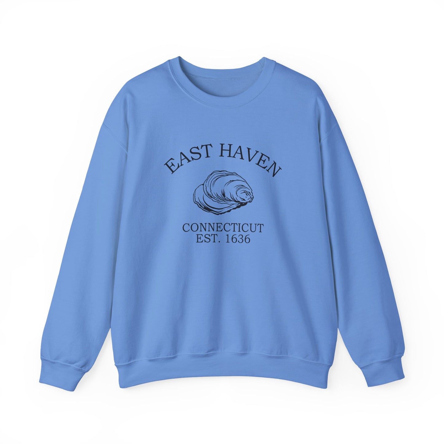 East Haven Connecticut Vintage Retro Unisex Heavy Crewneck Sweatshirt - Black Logo