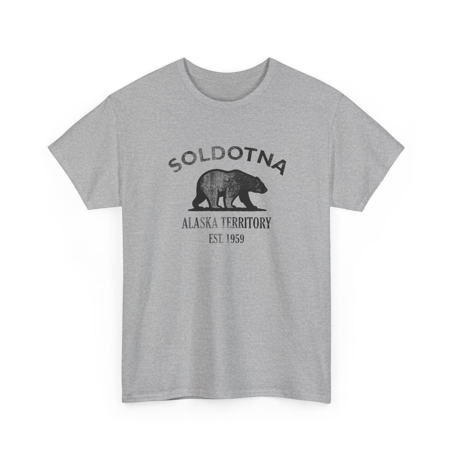 Soldotna Alaska Vintage Retro Unisex Heavy Cotton Tee - Black Logo