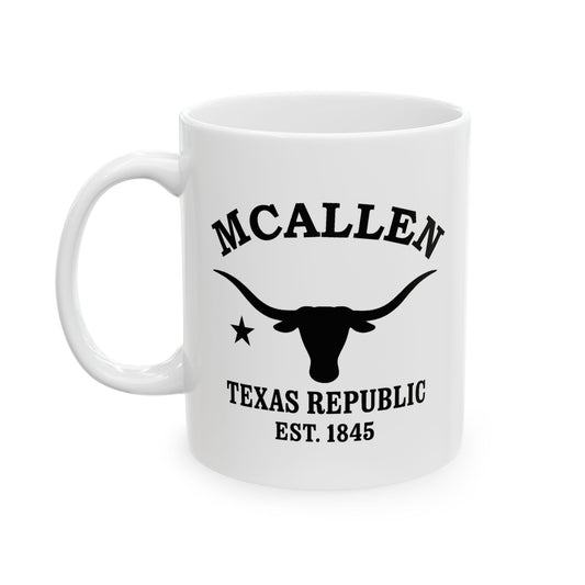 Mcallen Texas Vintage Retro Ceramic Mug - Black Logo