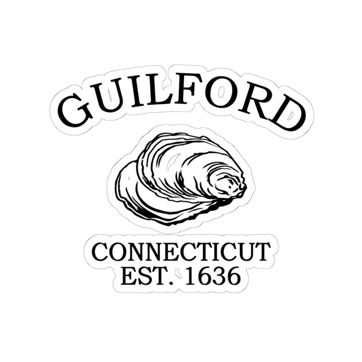 Guilford Connecticut Vintage Retro Vinyl Sticker - Black Logo