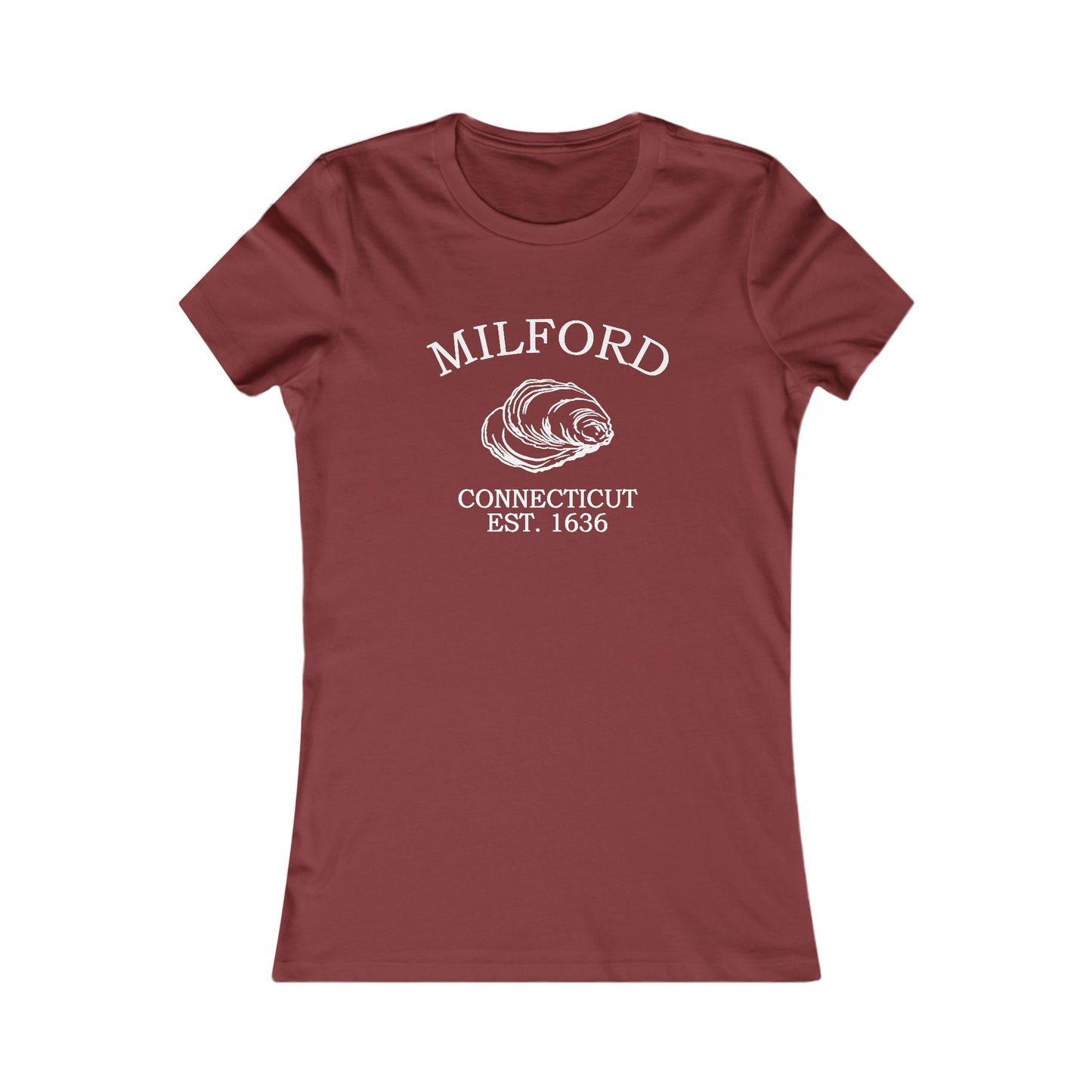 Milford Connecticut Vintage Retro Womens Fitted Ringspun Cotton Tee - White Logo