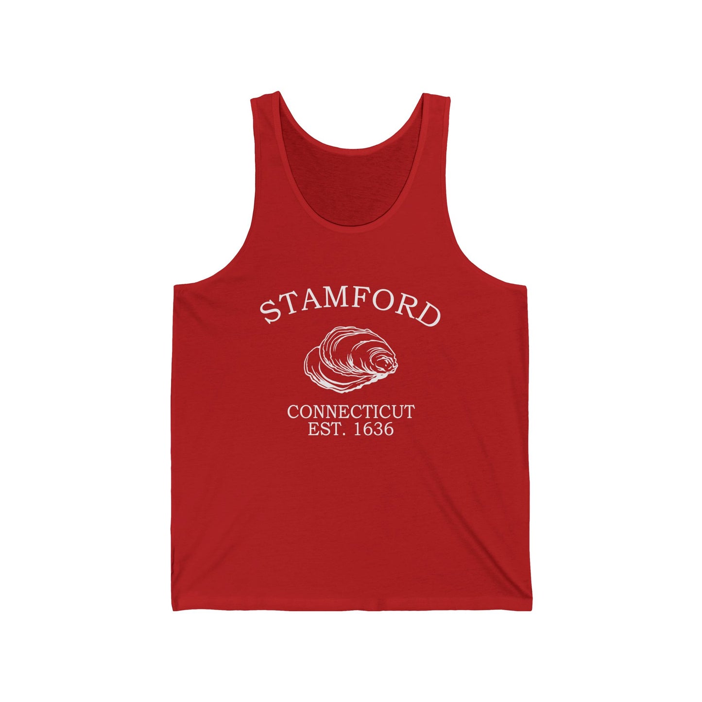 Stamford Connecticut Vintage Retro Unisex Cotton Jersey Tank Top - White Logo