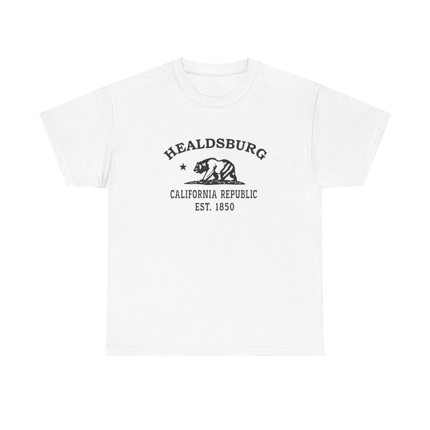 Healdsburg California Vintage Retro Unisex Heavy Cotton Tee - Black Logo