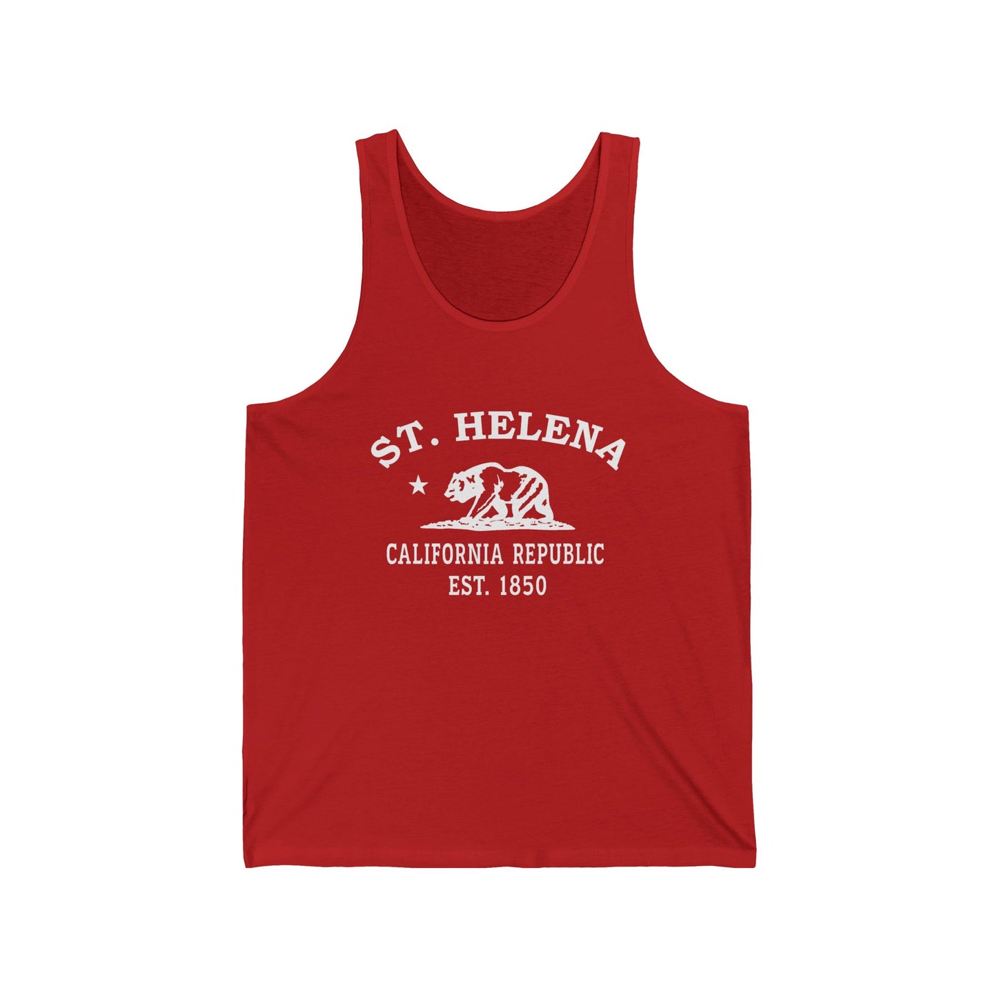 St Helena California Vintage Retro Unisex Cotton Jersey Tank Top - White Logo