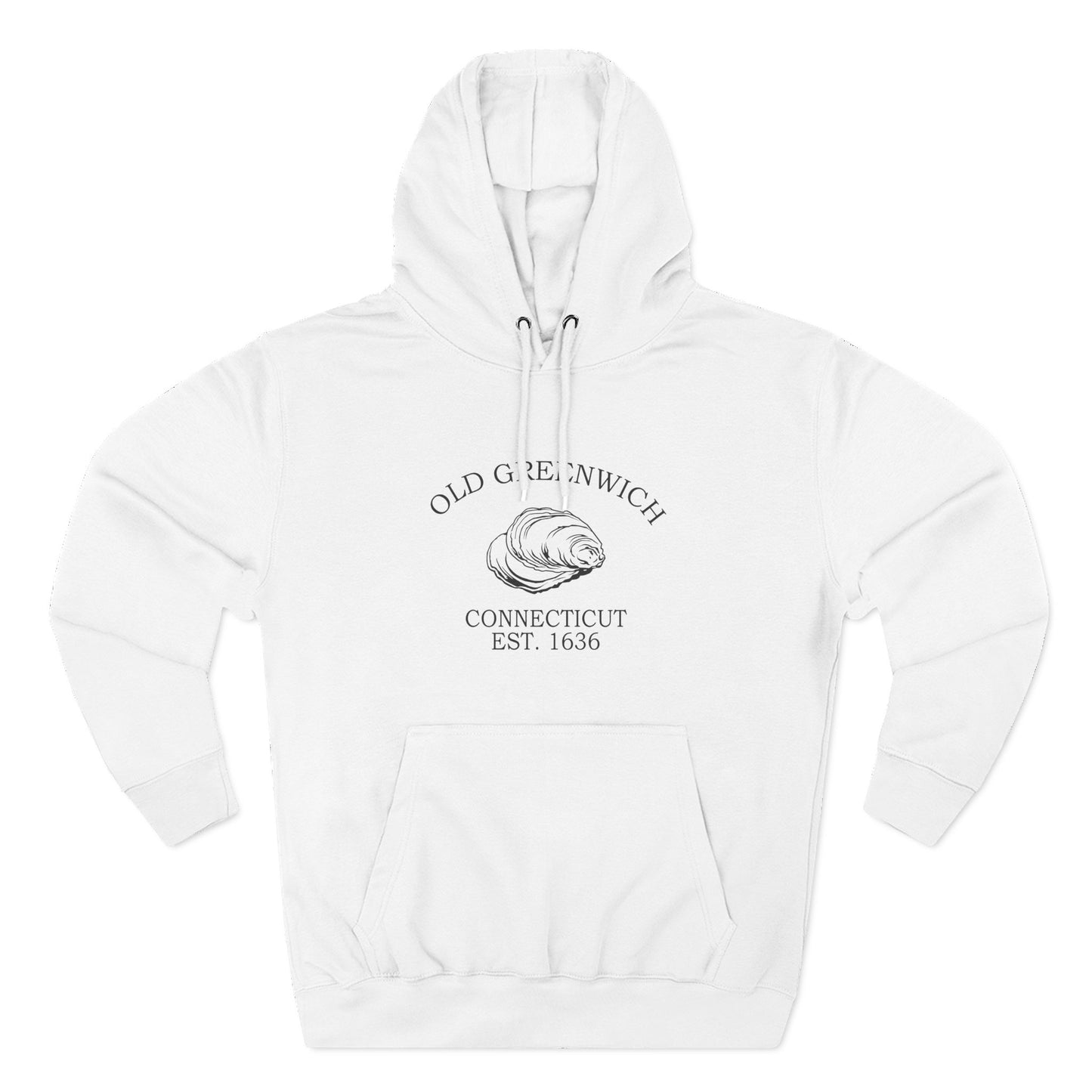 Old Greenwich Connecticut Vintage Retro Unisex Heavy Cotton Hoodie - Black Logo