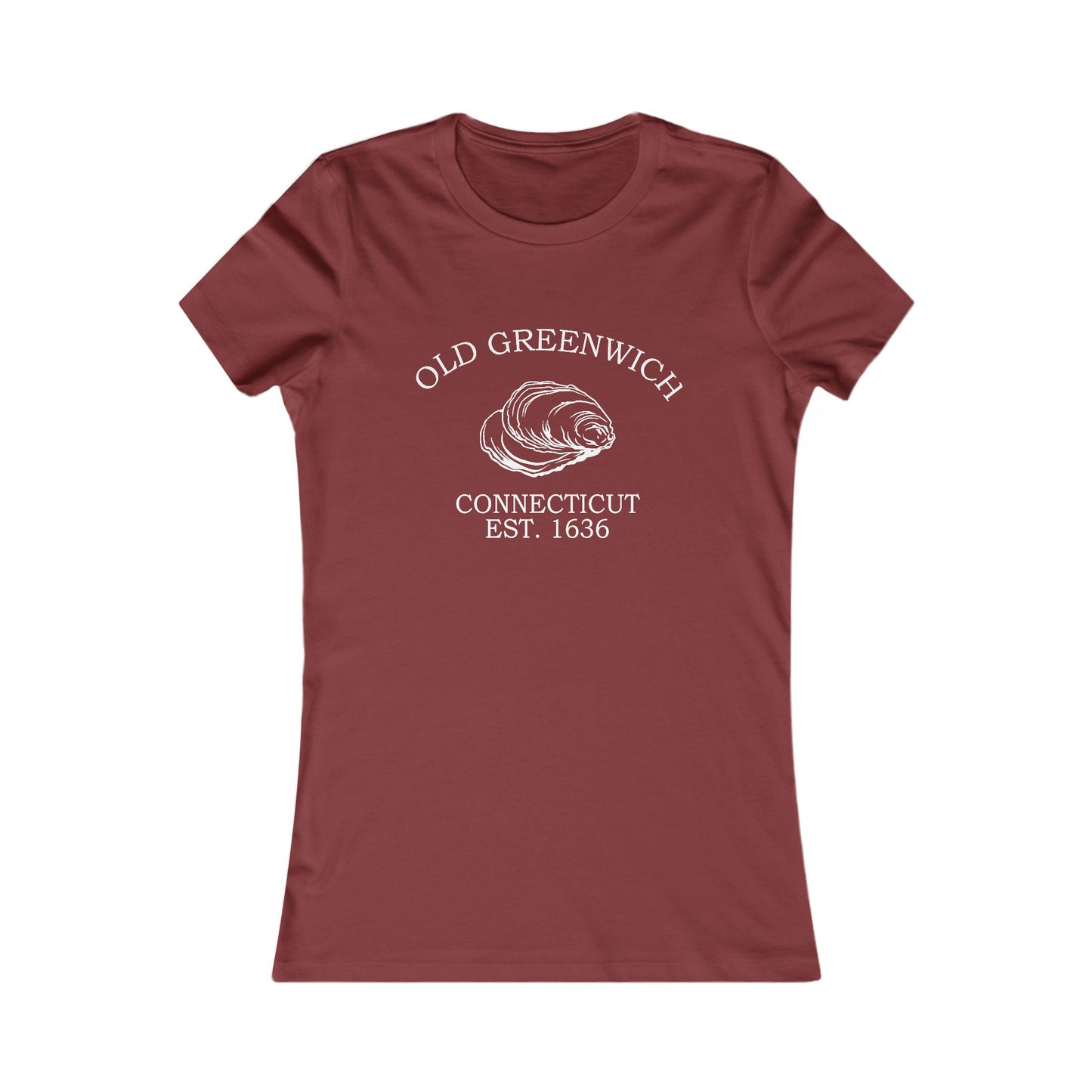 Old Greenwich Connecticut Vintage Retro Womens Fitted Ringspun Cotton Tee - White Logo
