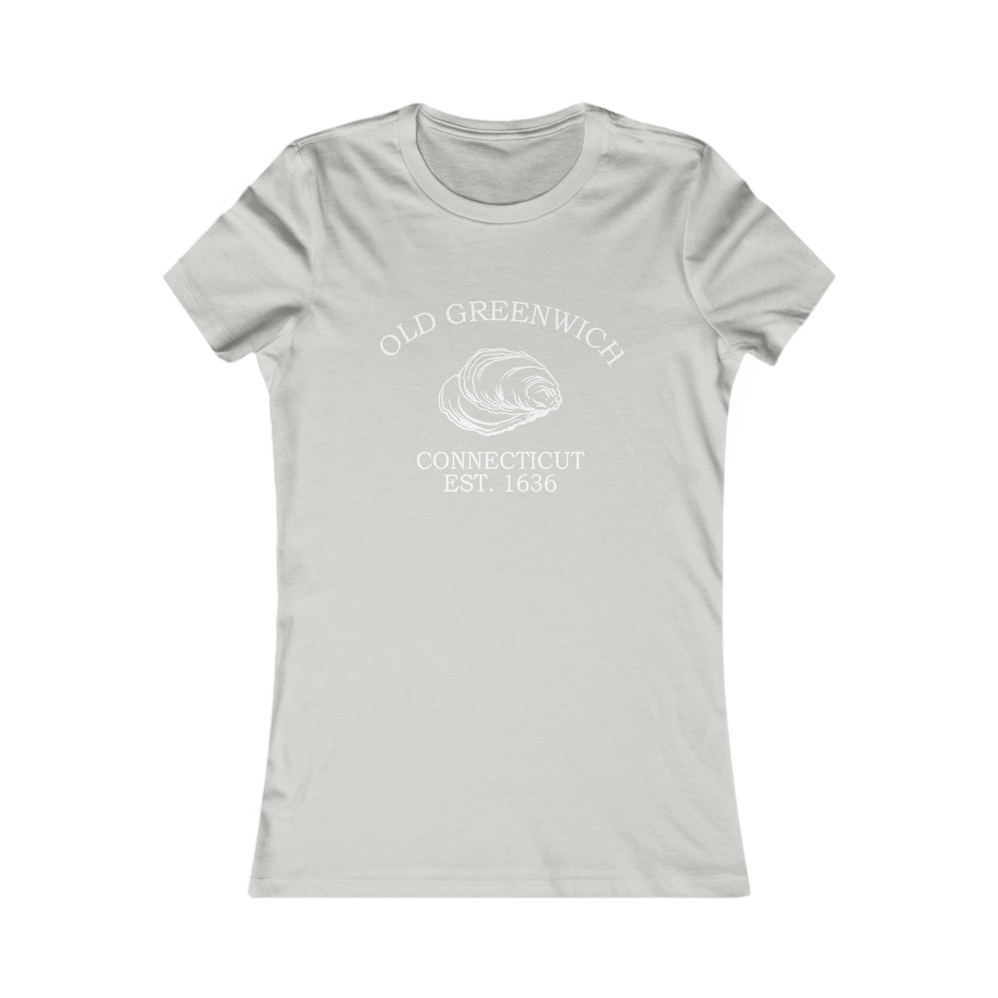 Old Greenwich Connecticut Vintage Retro Womens Fitted Ringspun Cotton Tee - White Logo