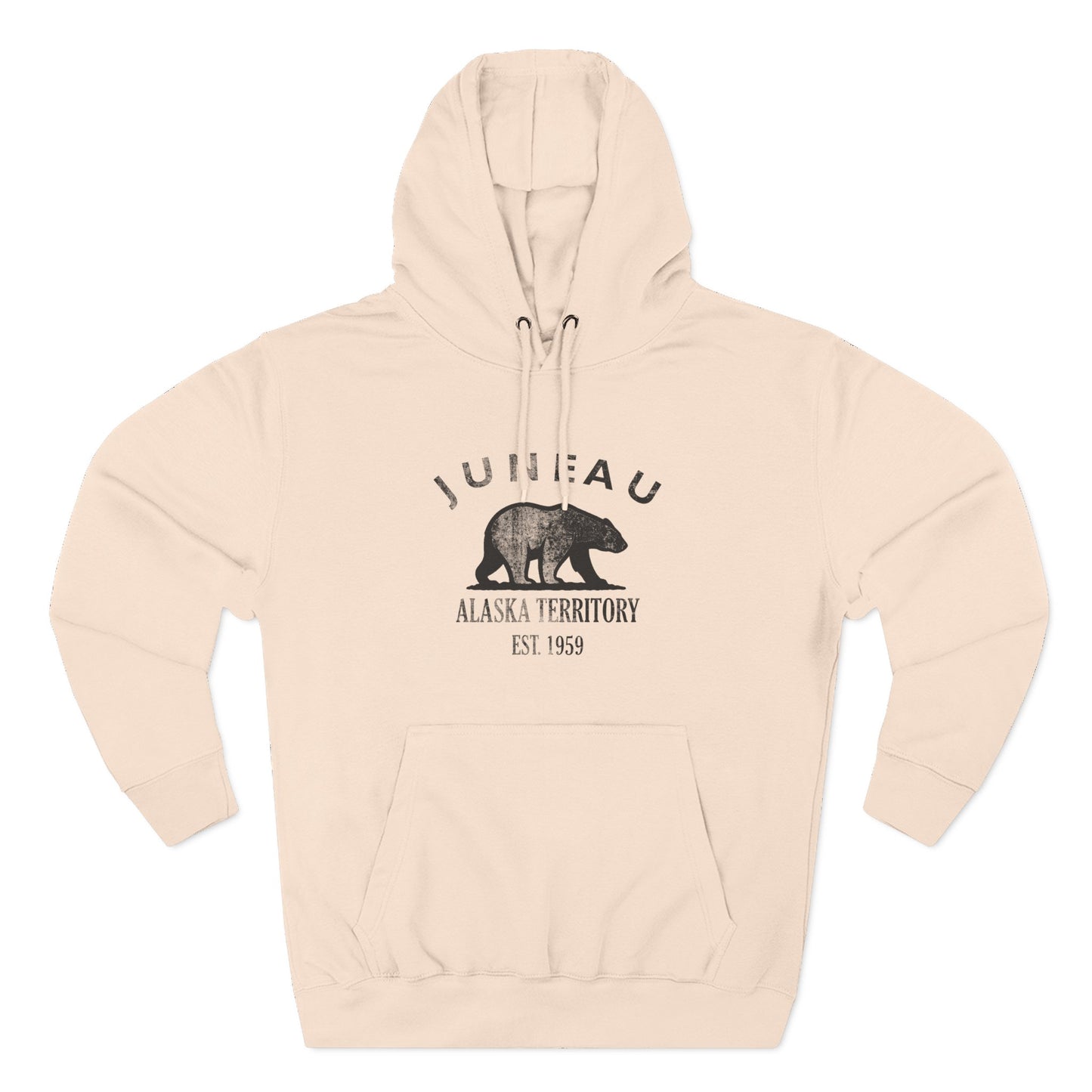 Juneau Alaska Vintage Retro Unisex Heavy Cotton Hoodie - Black Logo