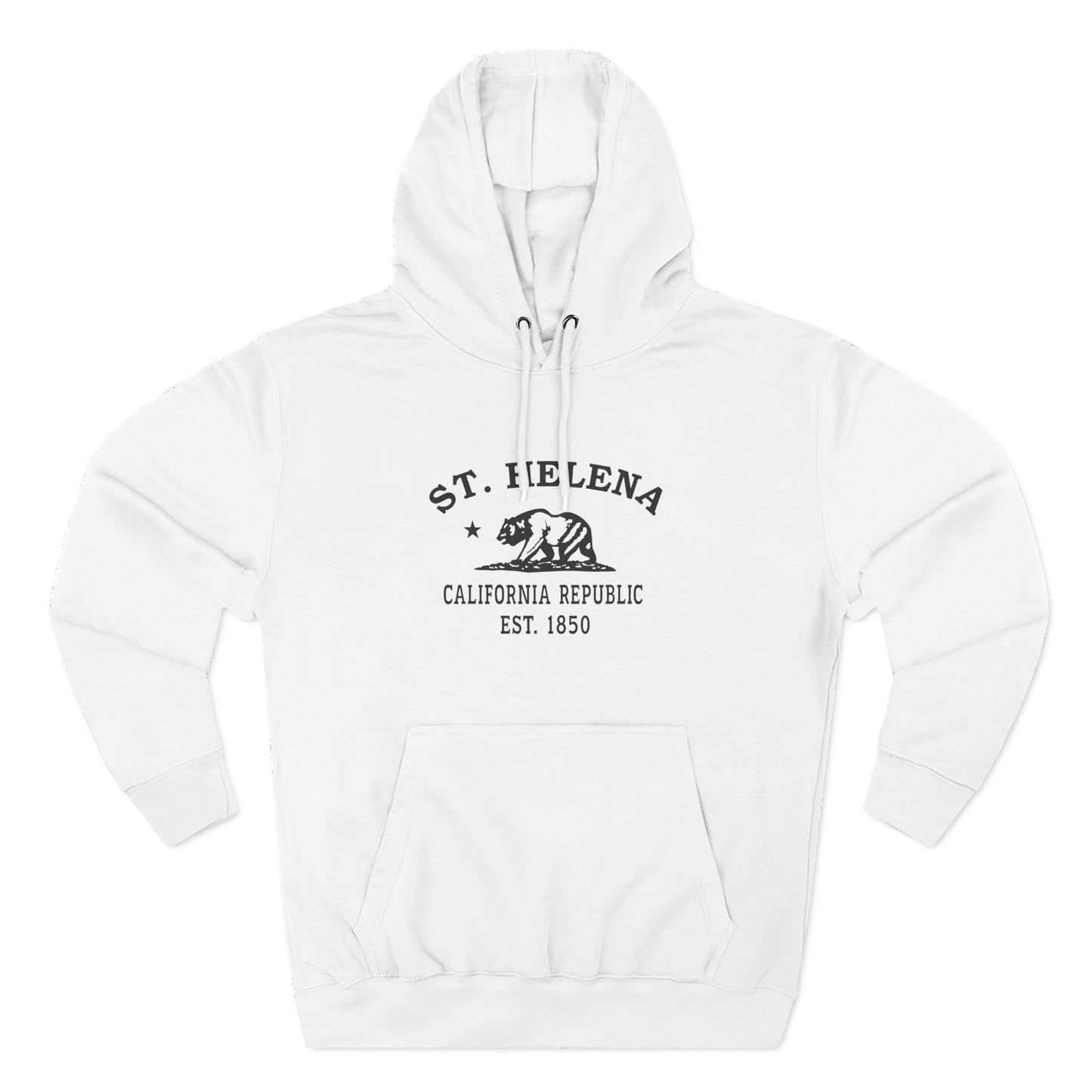 St Helena California Vintage Retro Unisex Heavy Cotton Hoodie - Black Logo
