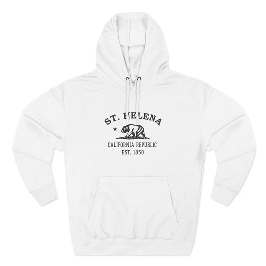 St Helena California Vintage Retro Unisex Heavy Cotton Hoodie - Black Logo