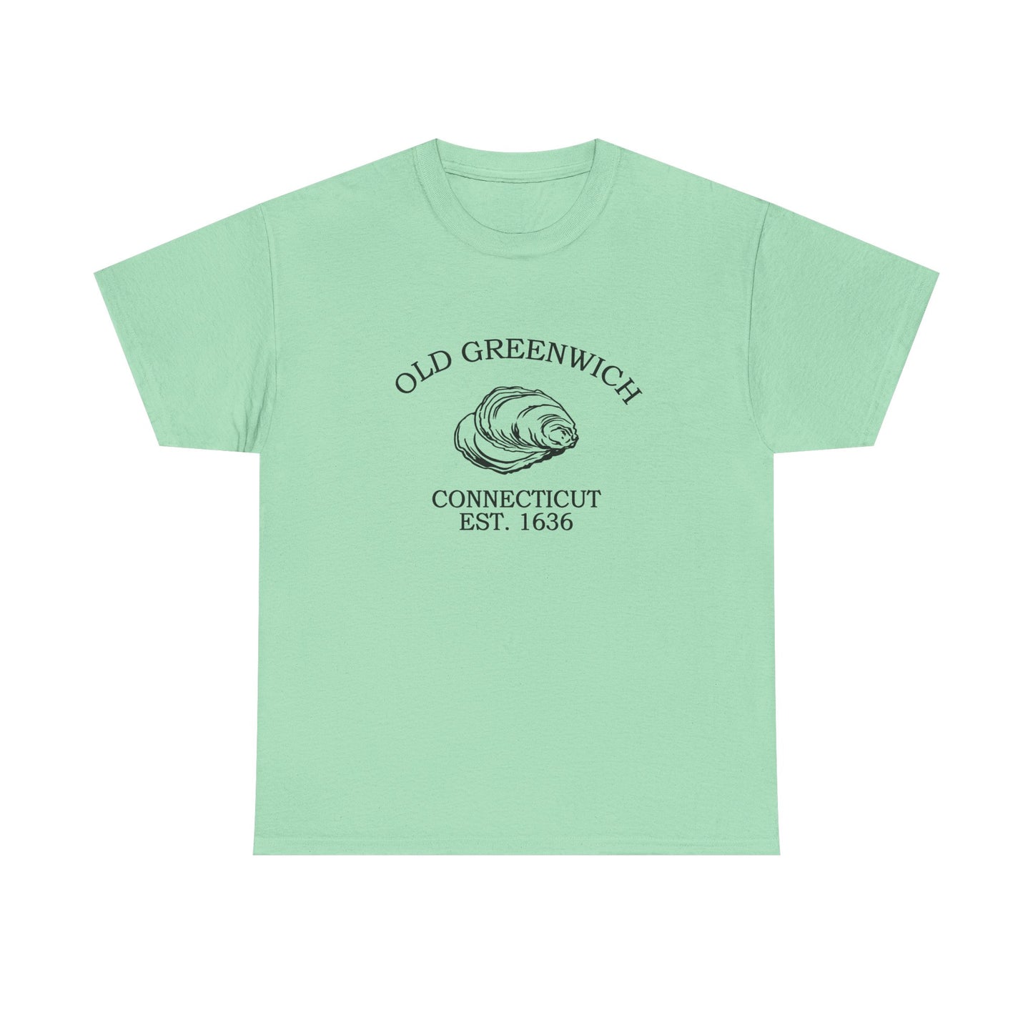Old Greenwich Connecticut Vintage Retro Unisex Heavy Cotton Tee - Black Logo