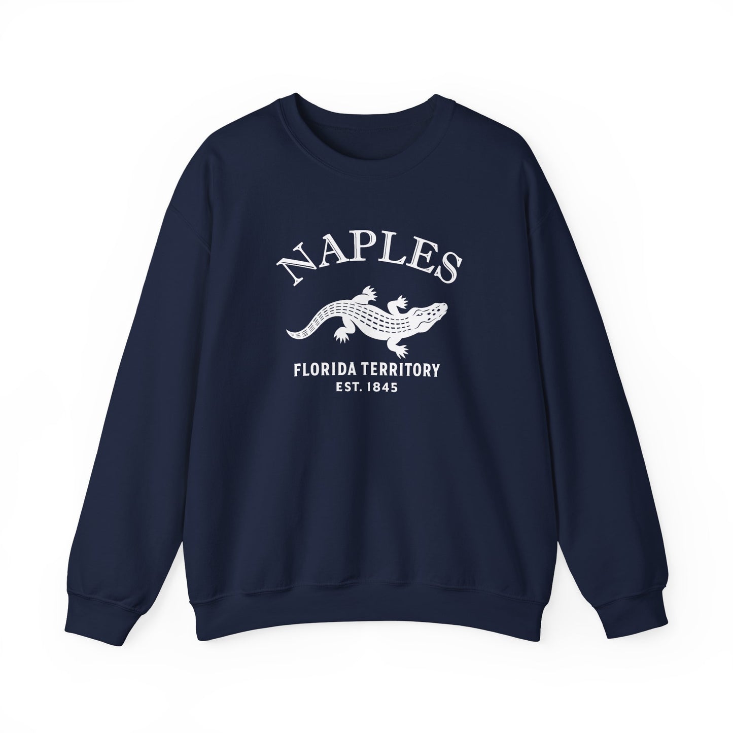 Naples Florida Vintage Retro Unisex Heavy Crewneck Sweatshirt - White Logo