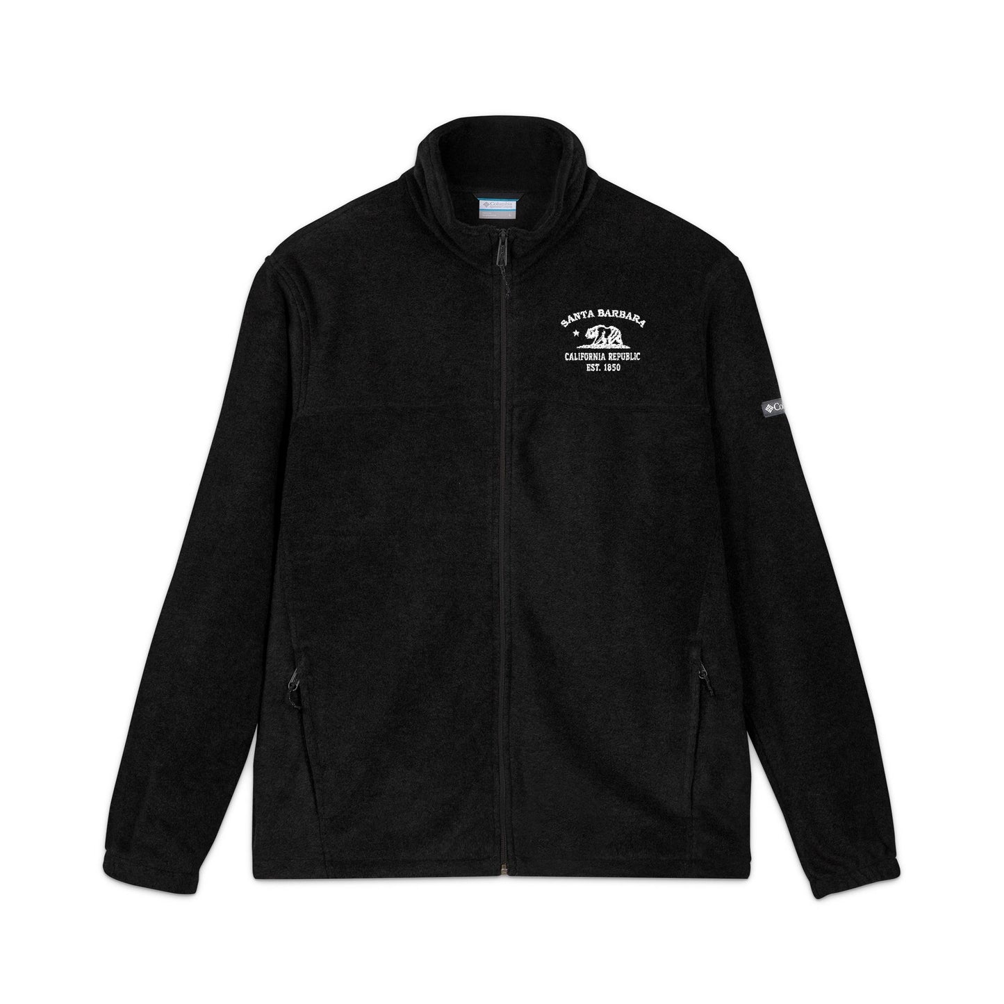 Santa Barbara California Vintage Retro Unisex Embroidered Fleece Jacket - White Logo