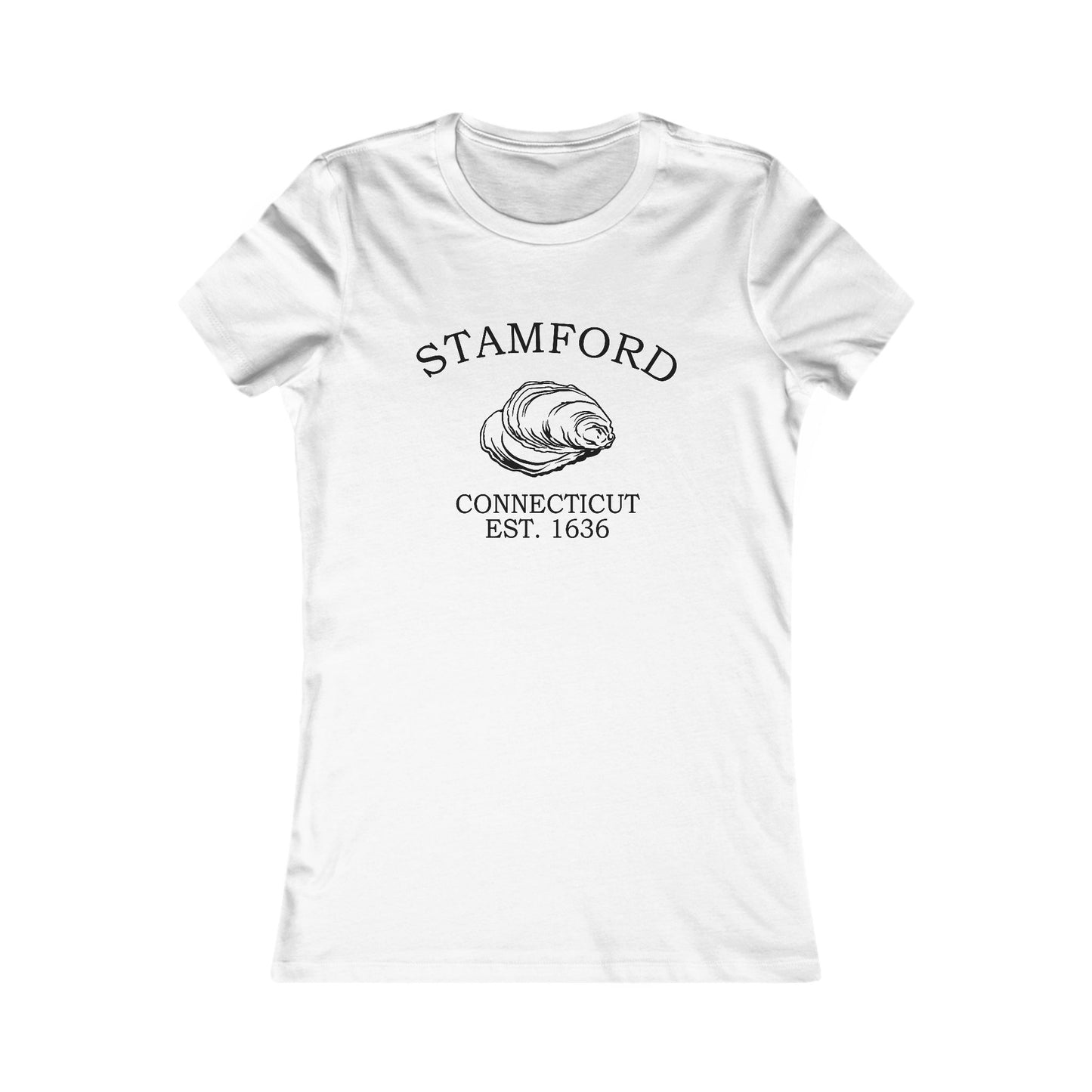 Stamford Connecticut Vintage Retro Womens Fitted Ringspun Cotton Tee - Black Logo