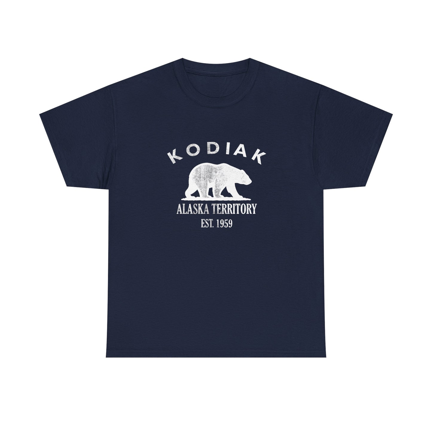 Kodiak Alaska Vintage Retro Unisex Heavy Cotton Tee - White Logo