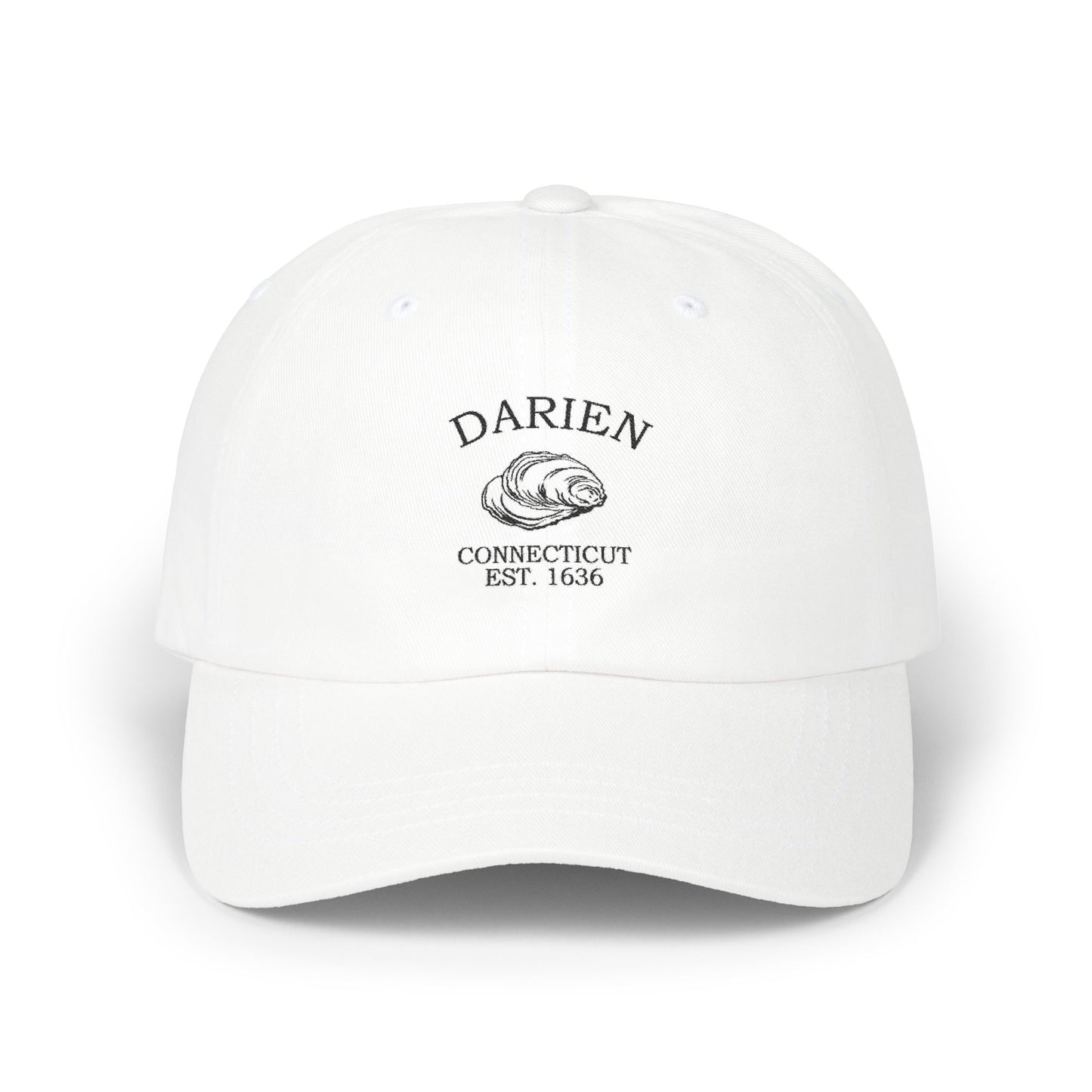 Darien Connecticut Vintage Retro Embroidered Cotton Cap - Black Logo