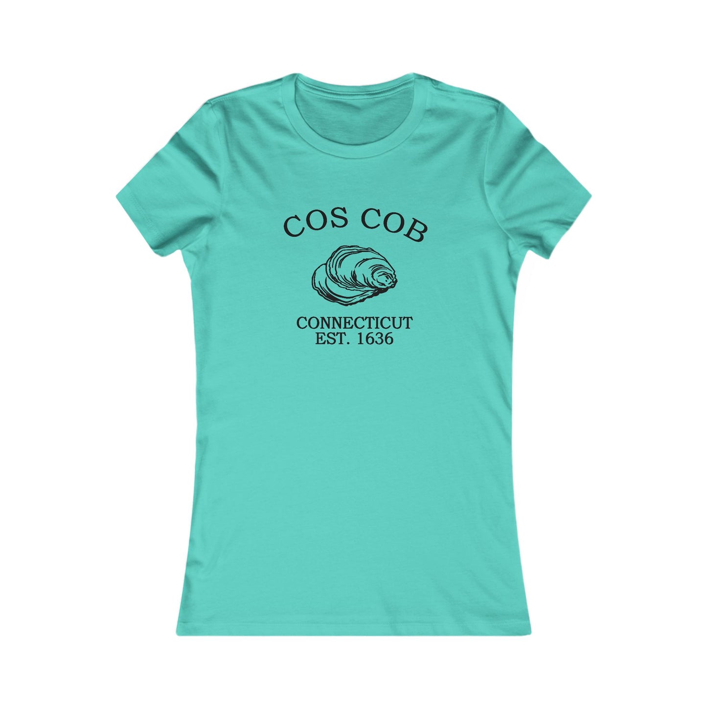 Cos Cob Connecticut Vintage Retro Womens Fitted Ringspun Cotton Tee - Black Logo