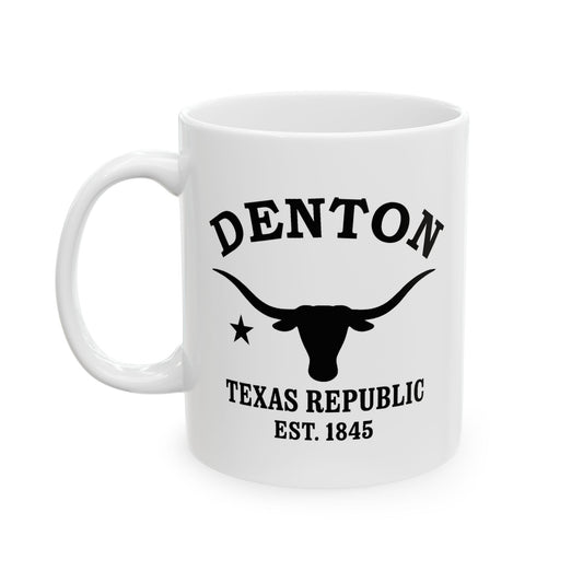 Denton Texas Vintage Retro Ceramic Mug - Black Logo