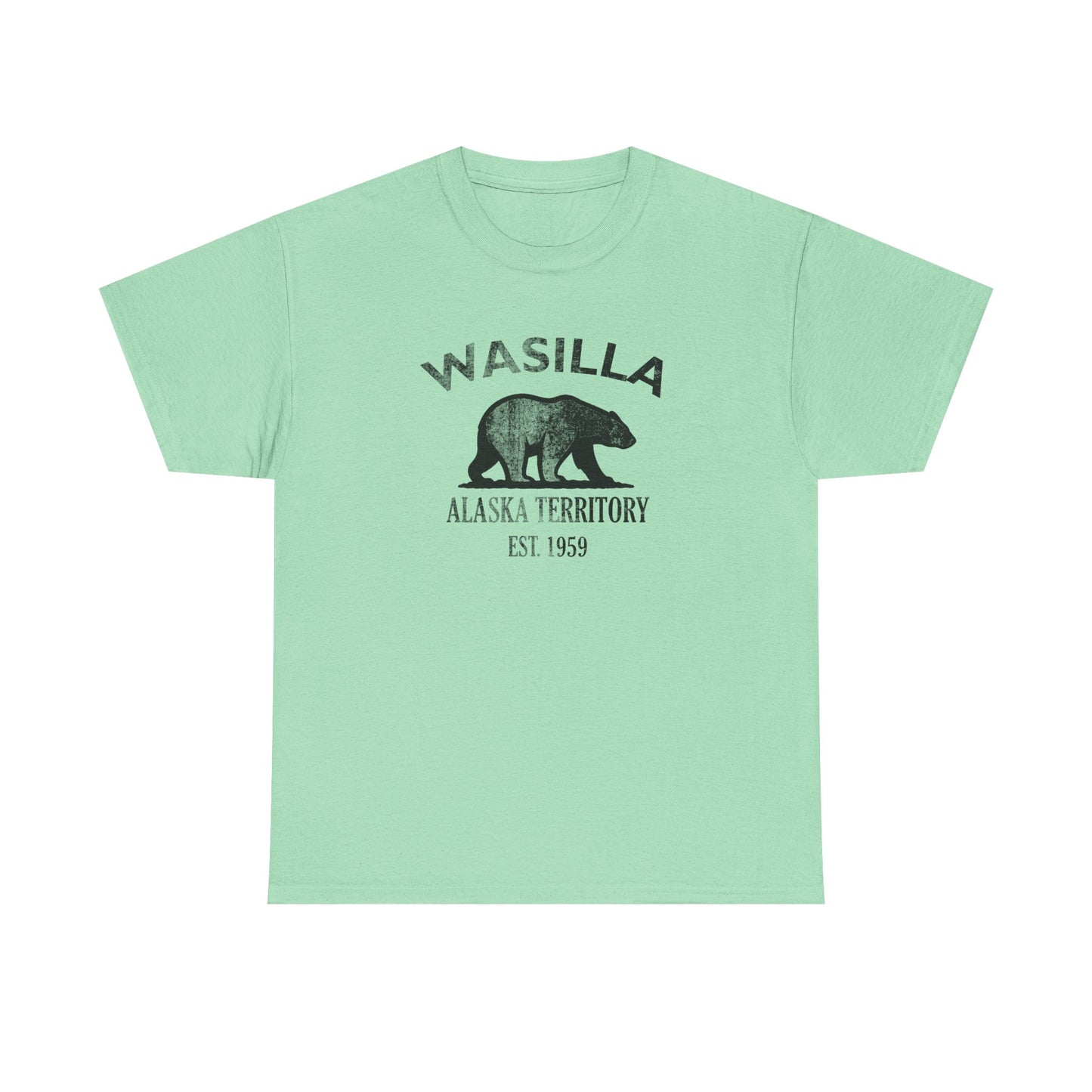 Wasilla Alaska Vintage Retro Unisex Heavy Cotton Tee - Black Logo