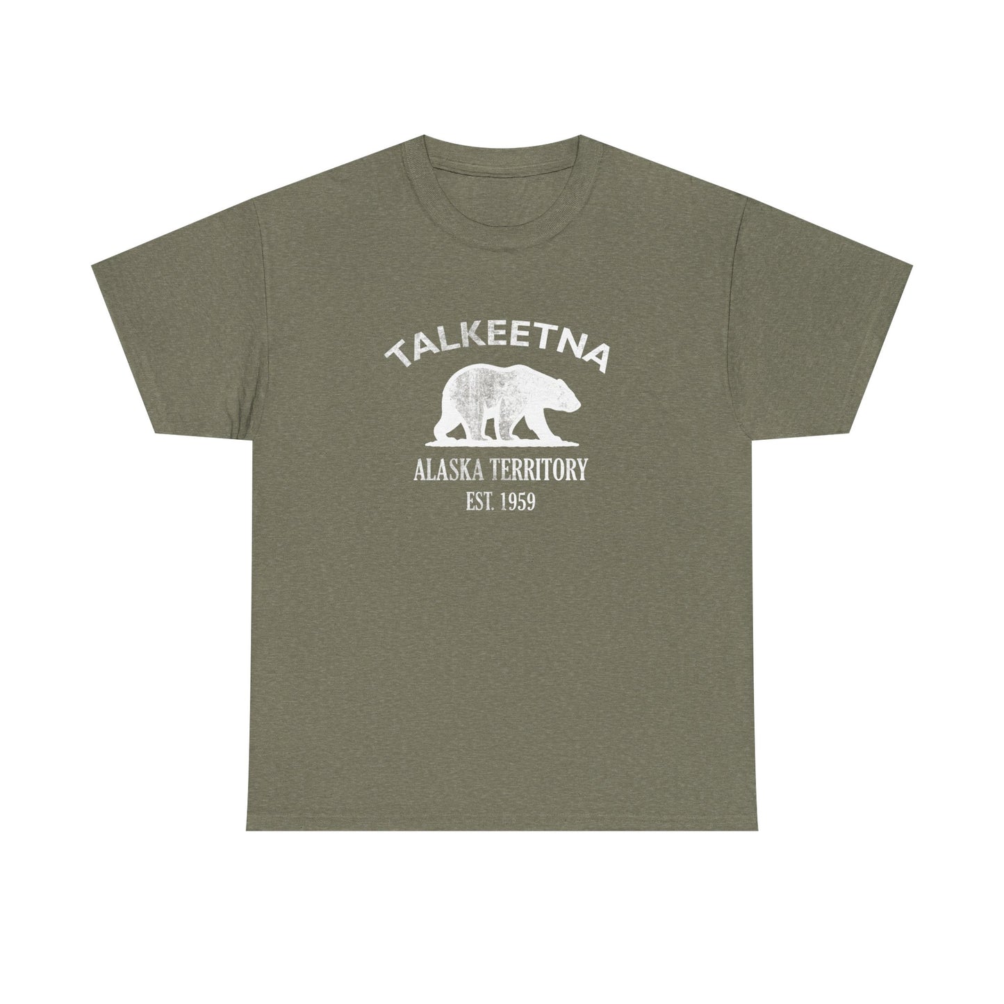 Talkeetna Alaska Vintage Retro Unisex Heavy Cotton Tee - White Logo