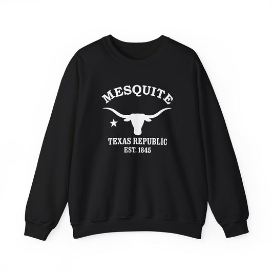 Mesquite Texas Vintage Retro Unisex Heavy Crewneck Sweatshirt - White Logo